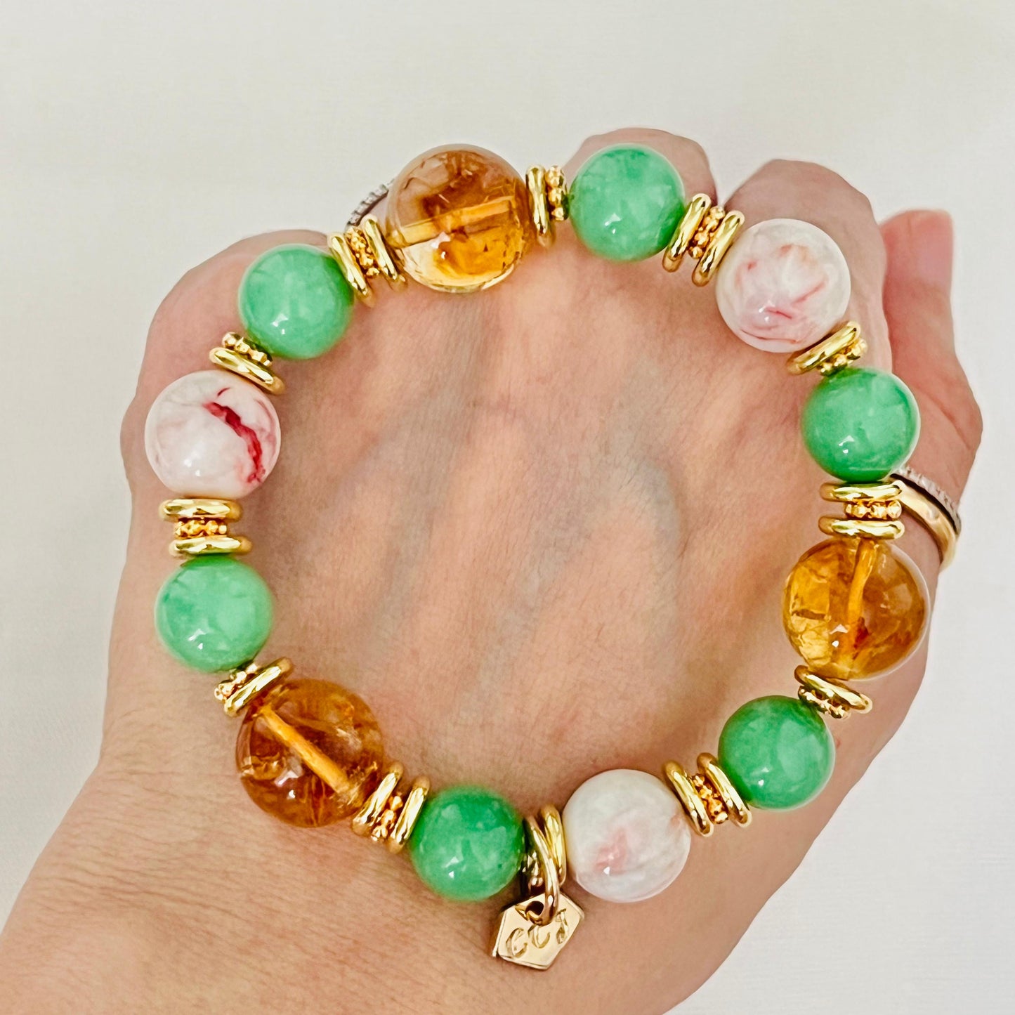 Cinnabar In Quartz, Citrine & Variscite Juicy Bracelet