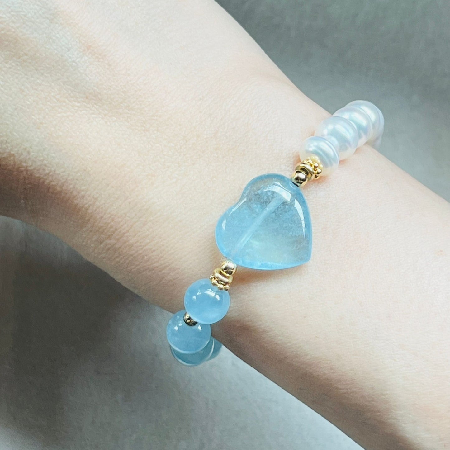 Aquamarine & Pearls Bracelet