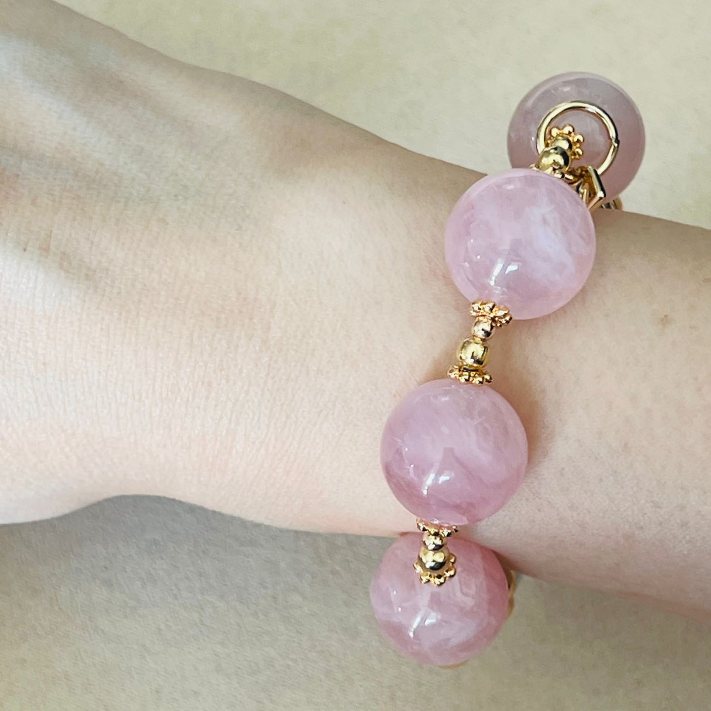 Raw Aquamarine & Madagascar Rose Quartz Bracelet