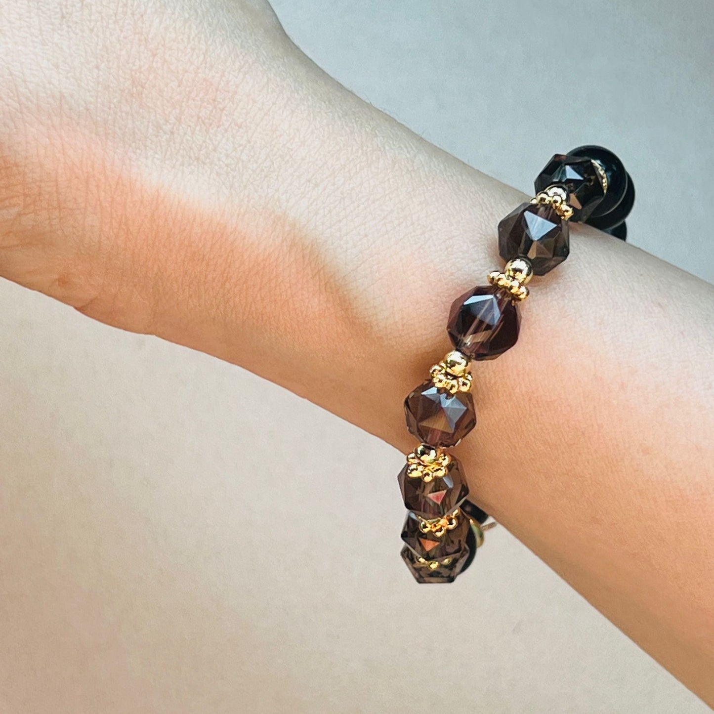 Gold Sheen Obsidian & Smoky Quartz Baby Bracelet