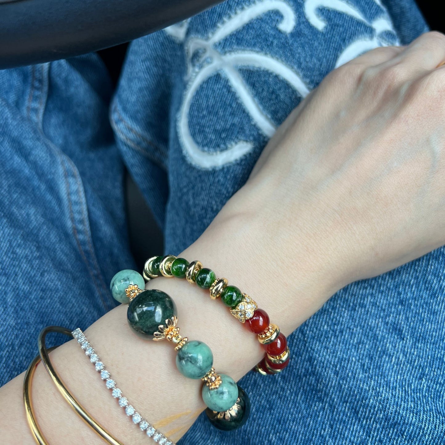 Watercolor Jade Bracelet GHW
