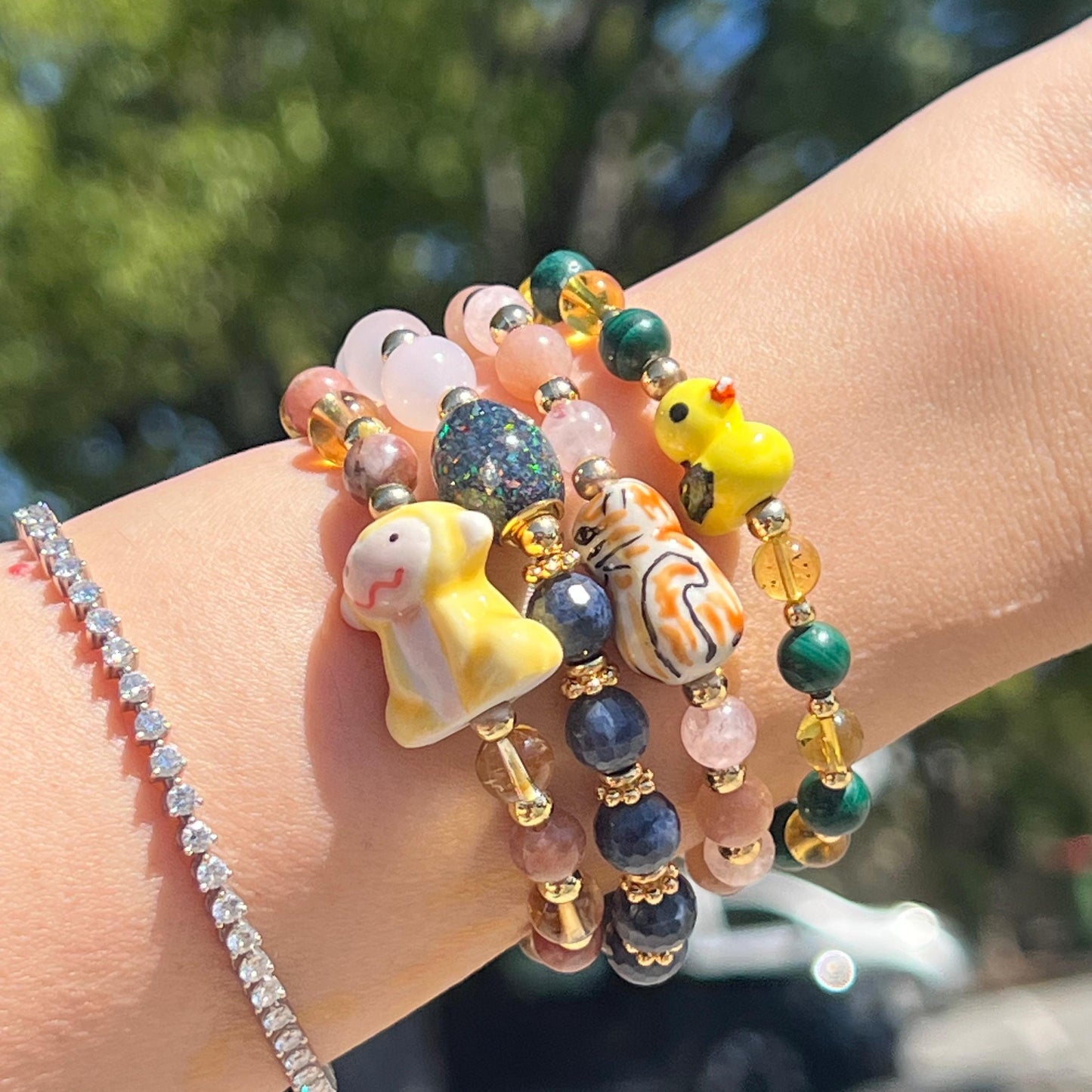 Citrine & Plum Blossom Agate Merry Monkey Bracelet
