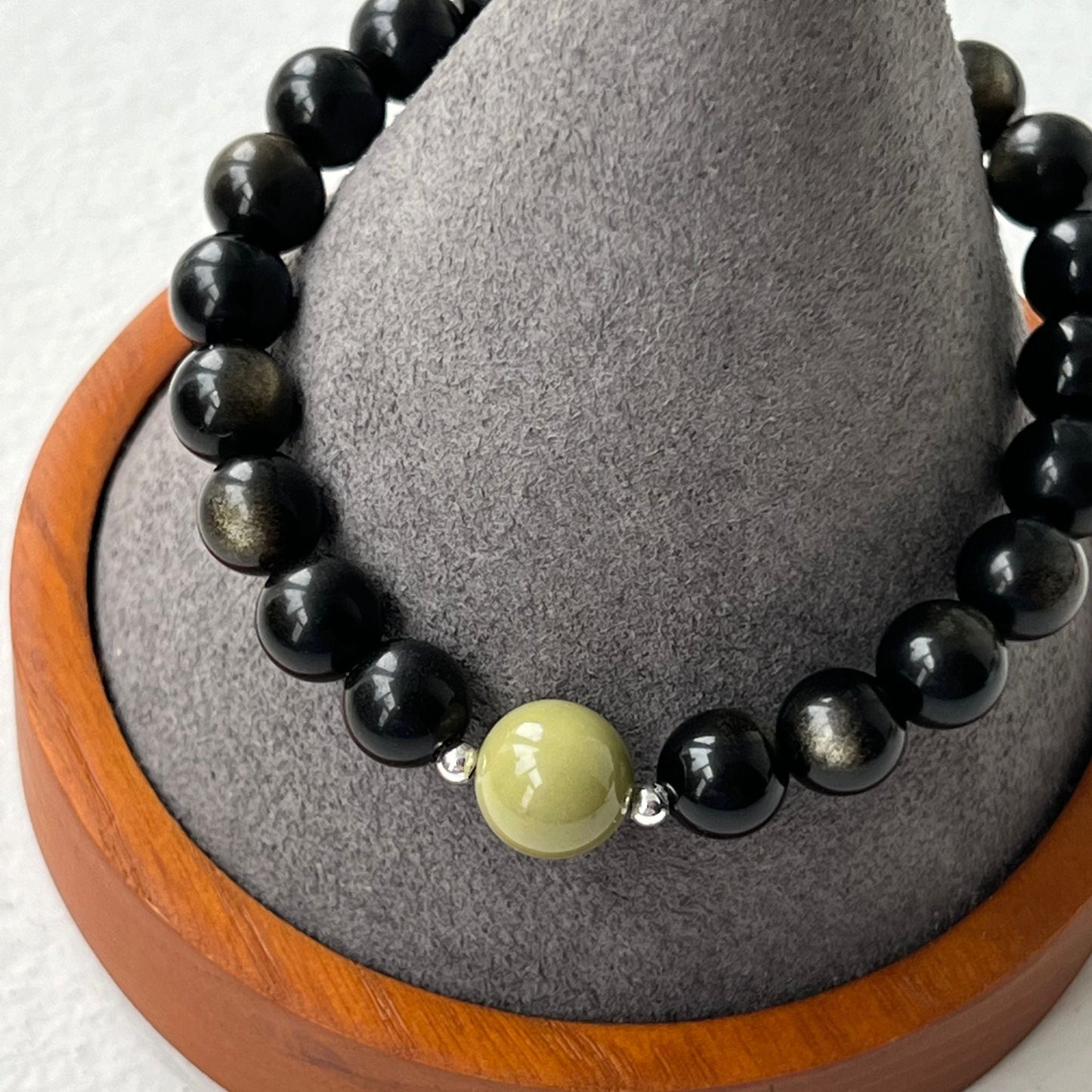 Alashan Avocado Agate & Gold Sheen Obsidian Men Bracelet