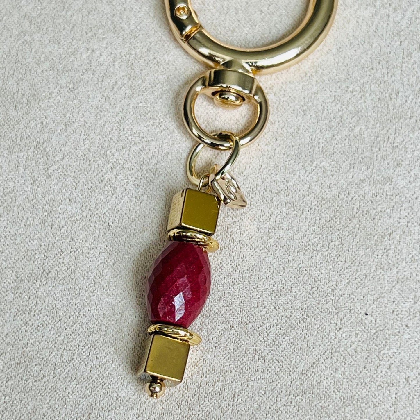 Cinnabar & Gold Hematite Bag Charm/ Key Ring