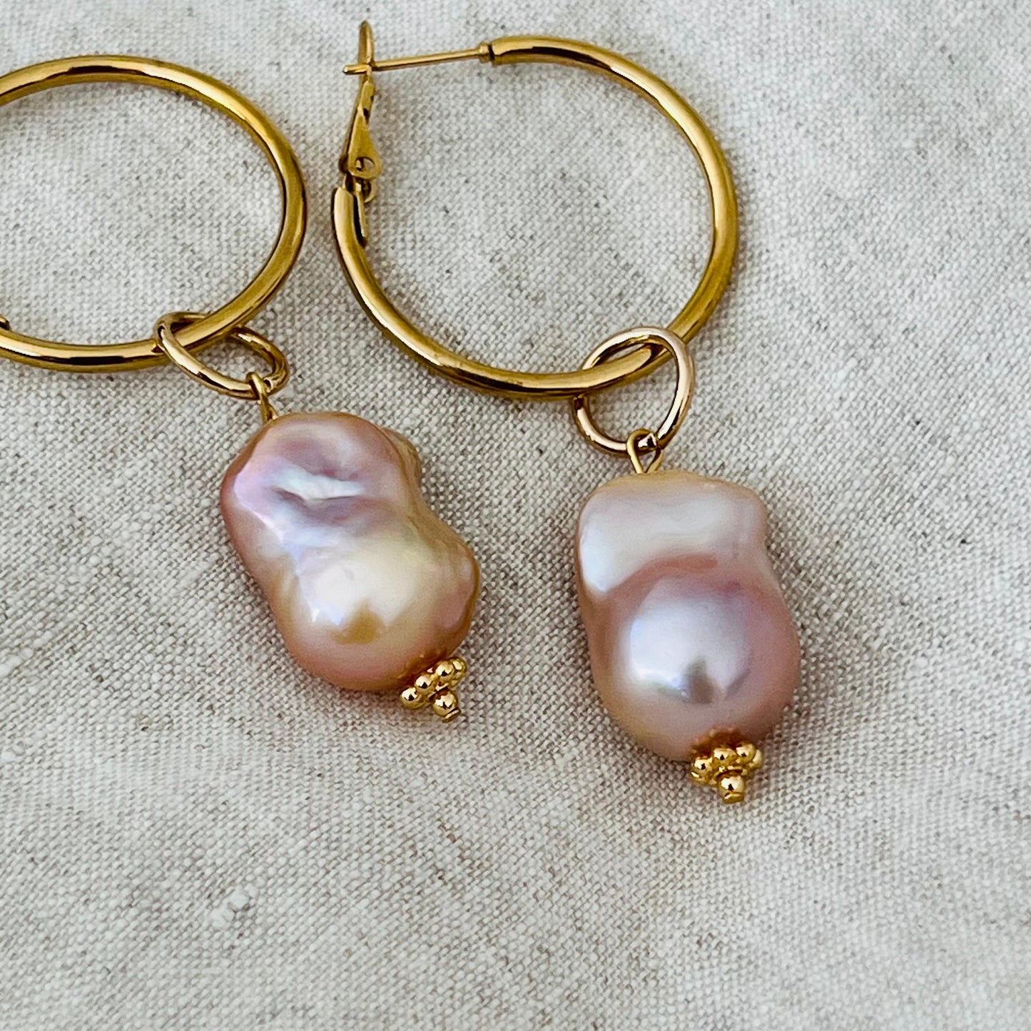 Baroque Pearl Hoop Earrings