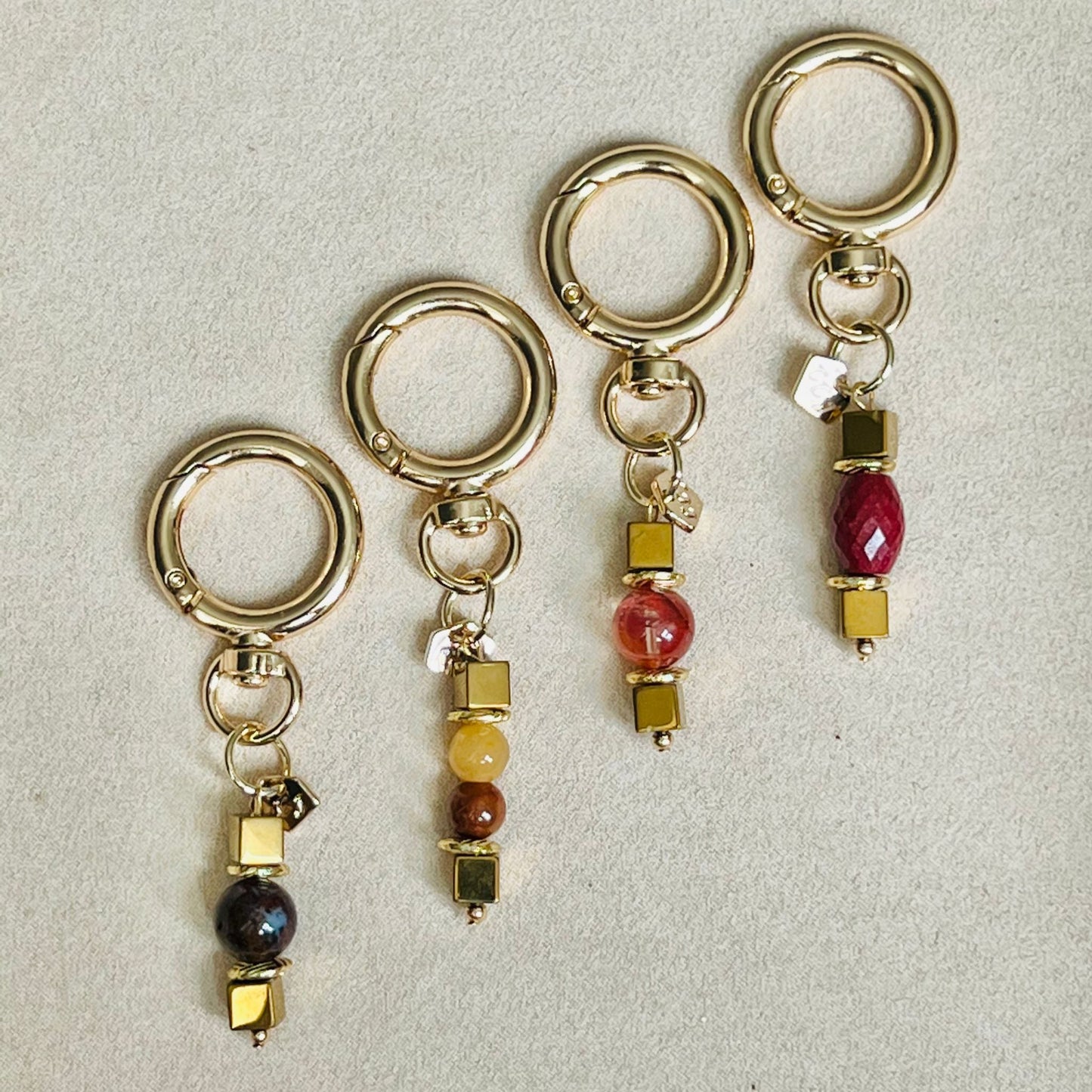 Pietersite & Gold Hematite Bag Charm/ Key Ring