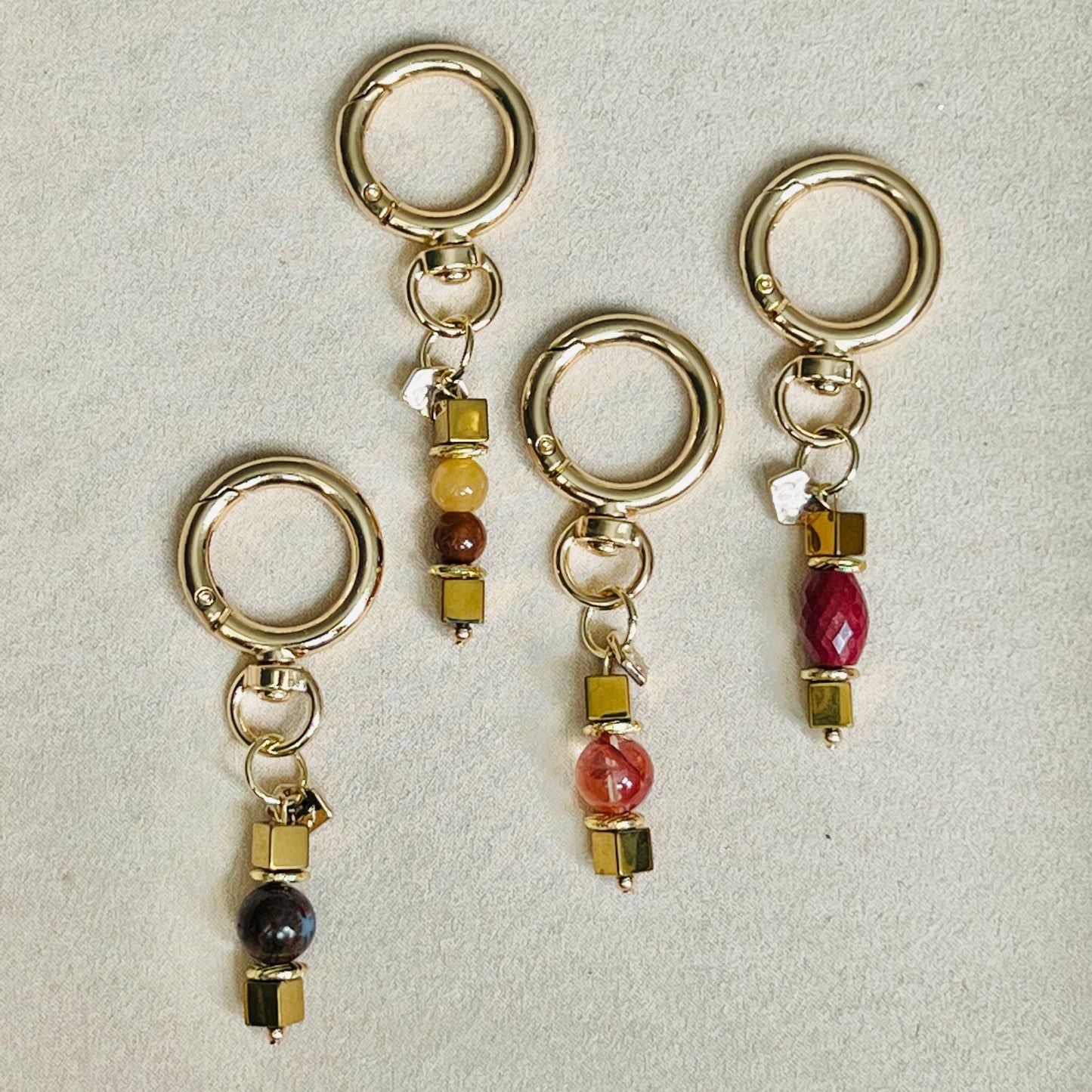 Red Hematoid & Gold Hematite Bag Charm/ Key Ring