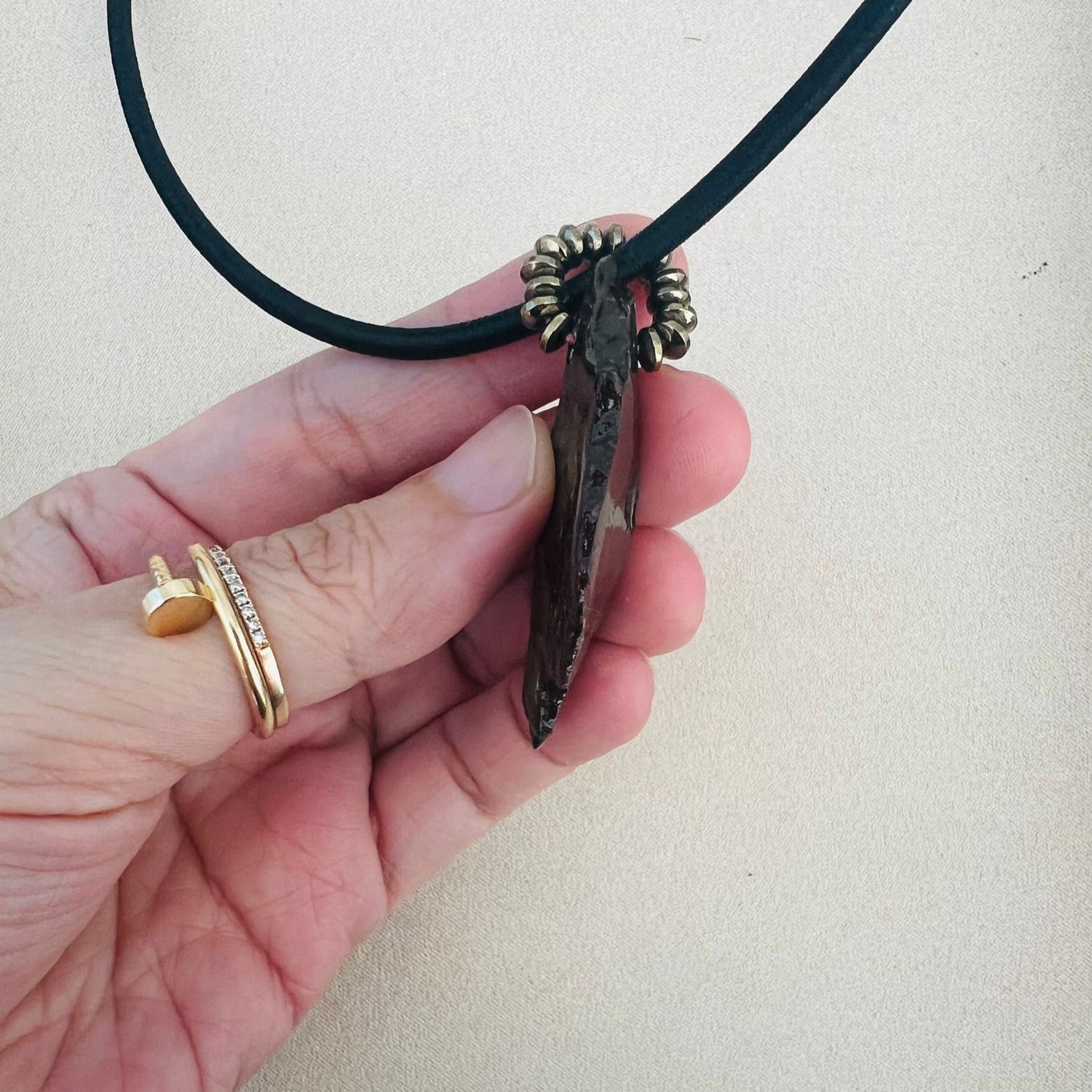 Forest Ammonite Silk Cord Necklace