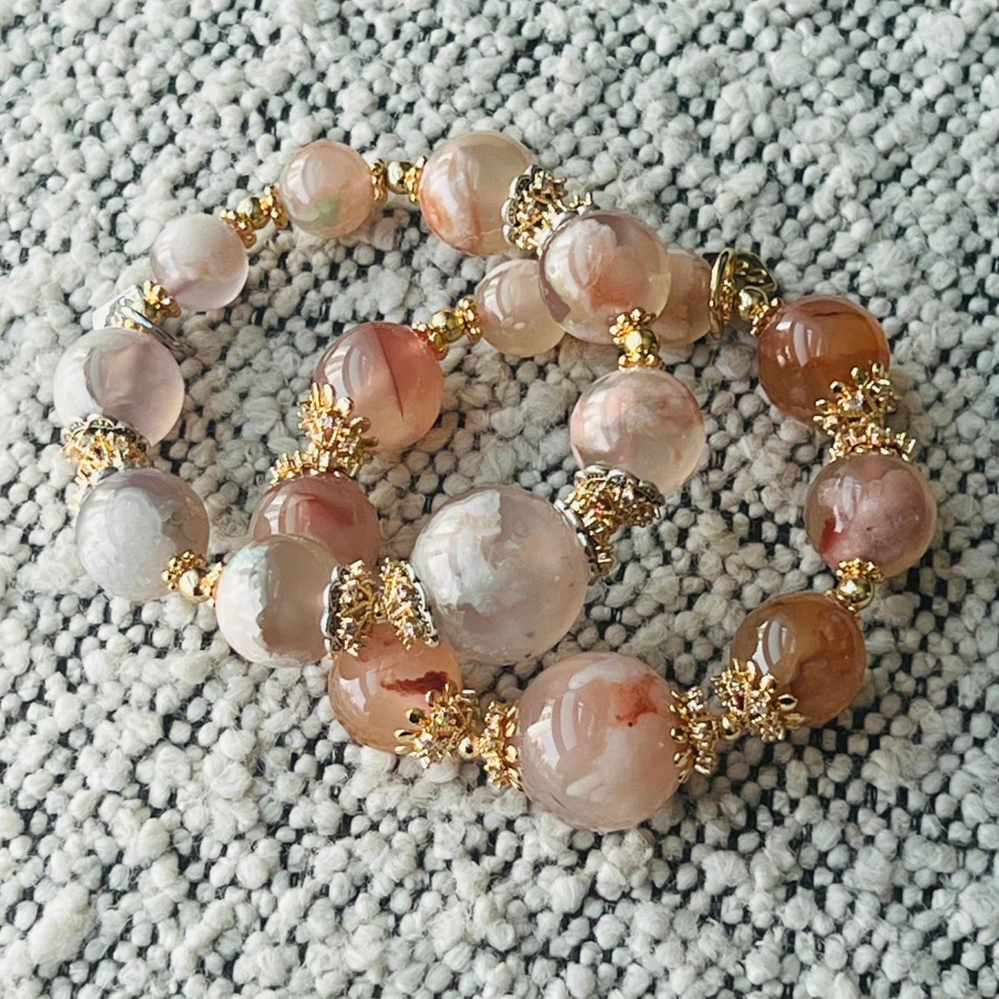 Peach Sakura Agate Supreme Bracelet