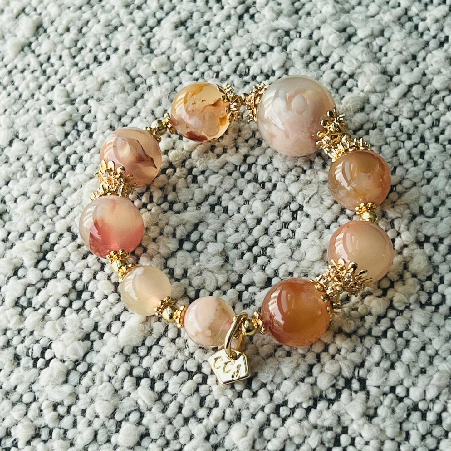 Peach Sakura Agate Supreme Bracelet