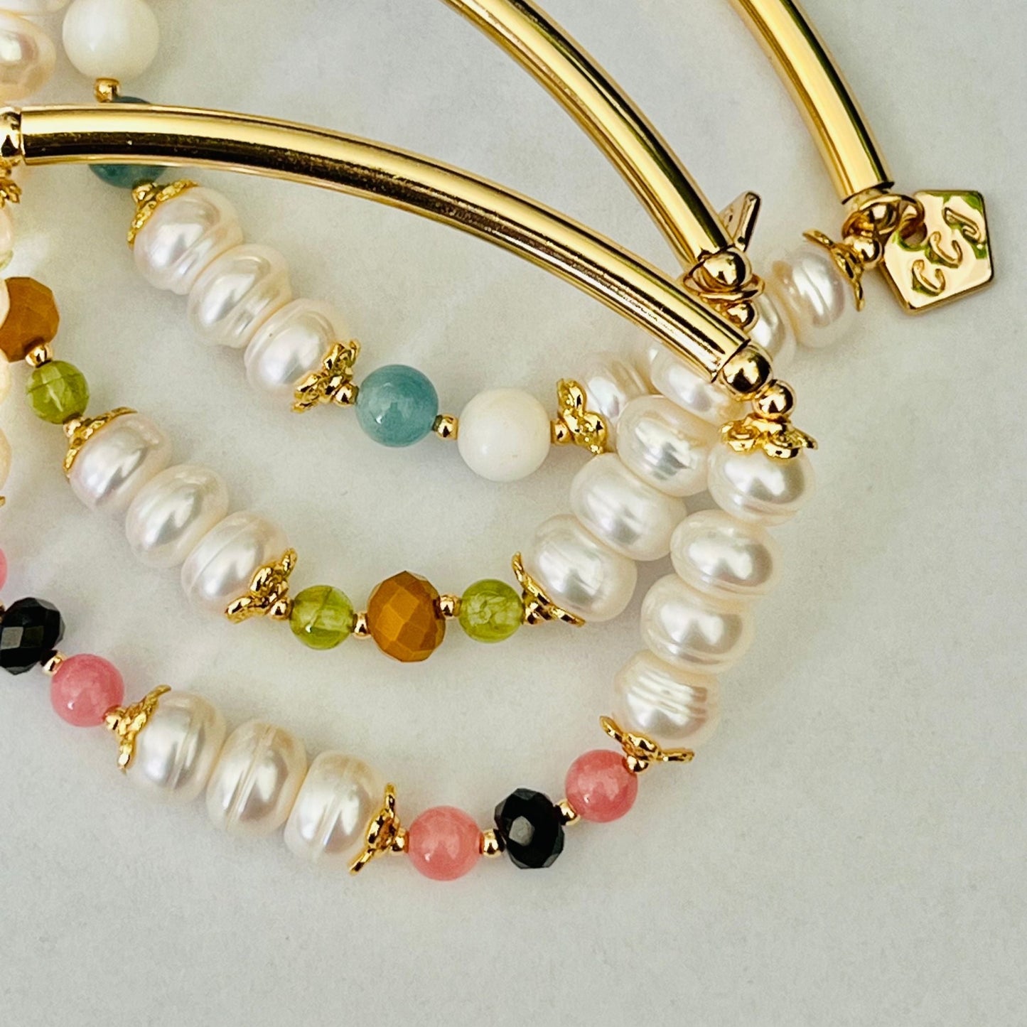 Pearls & Rhodochrosite Diadem Bracelet