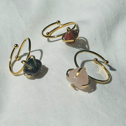 Garnet, Red Jasper & Rose Quartz Rings