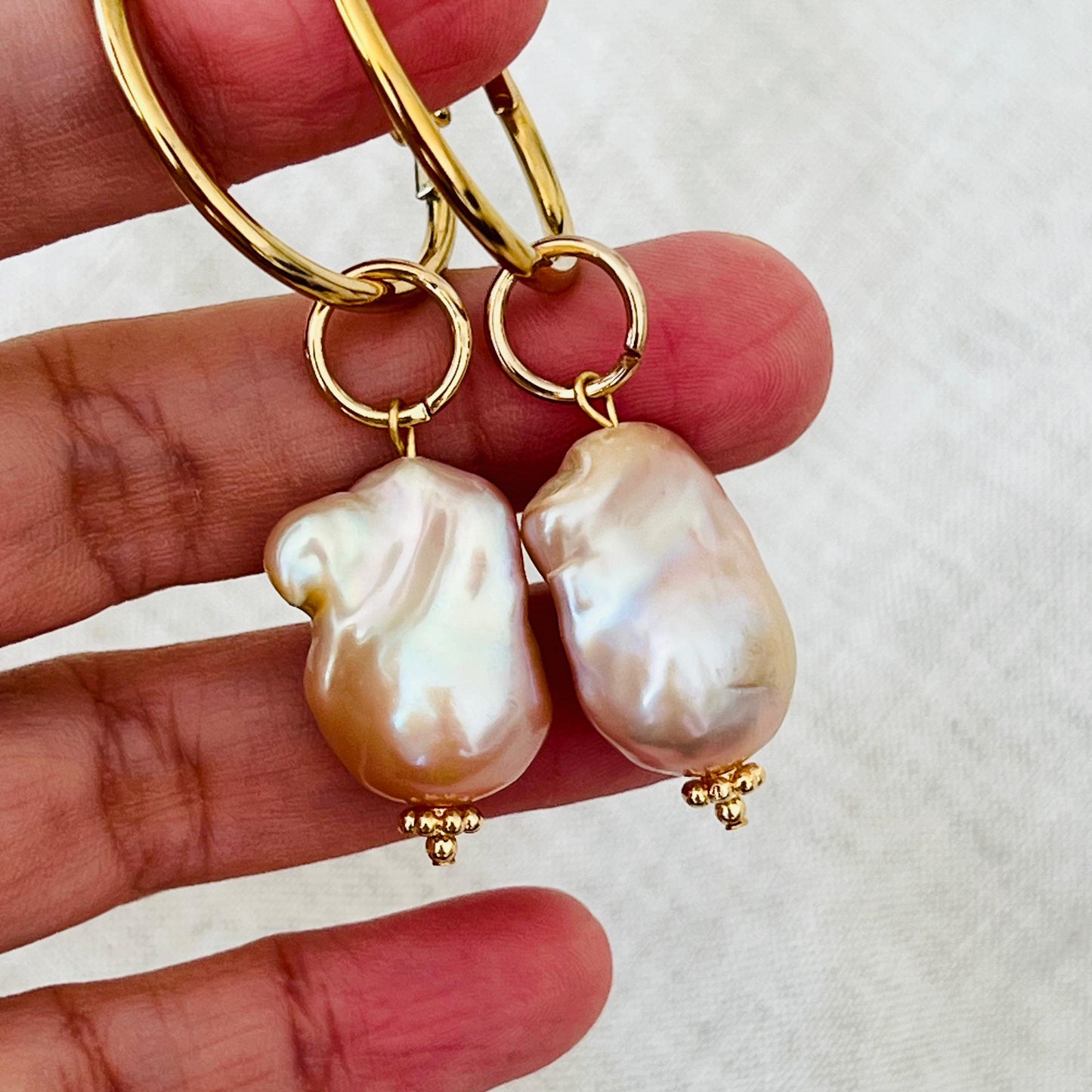 Baroque Pearl Hoop Earrings