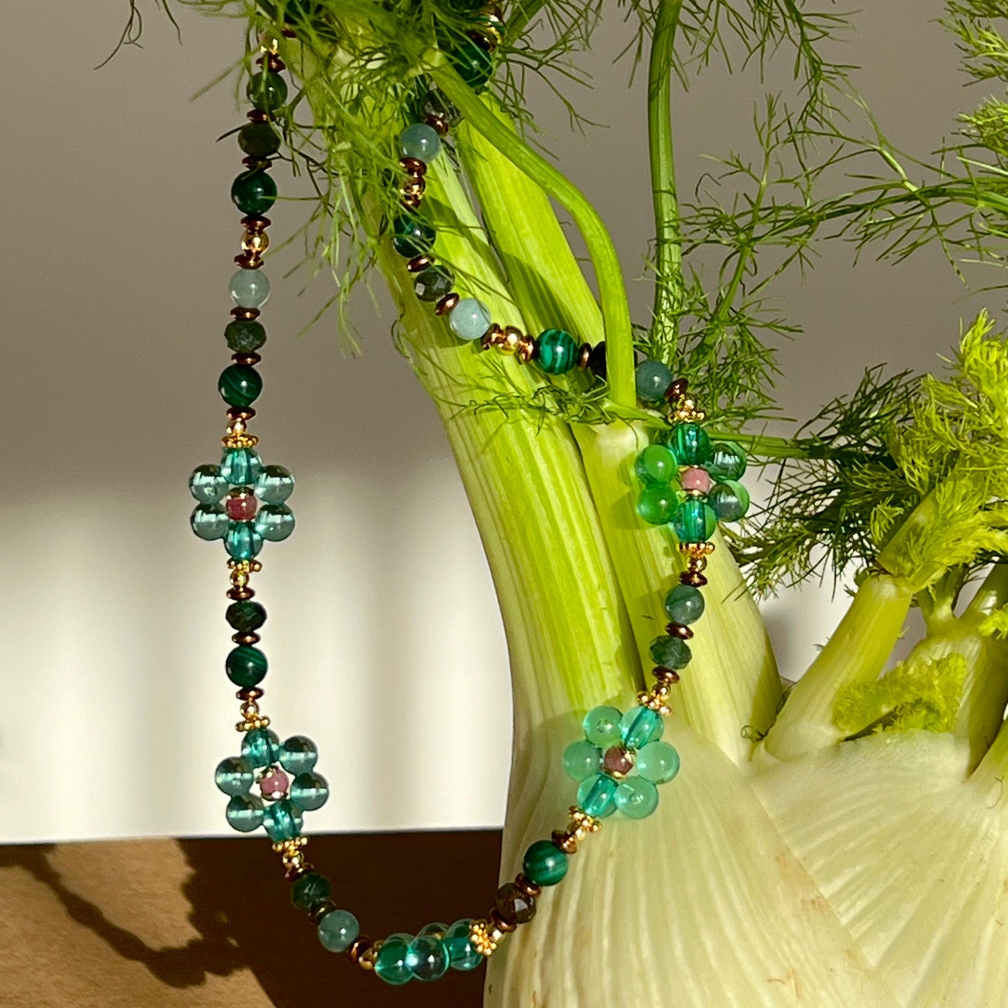 Goodness Green Flower Necklace
