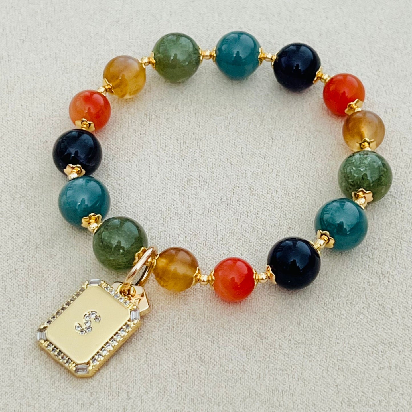 Blue Jade Rainbow Bracelet