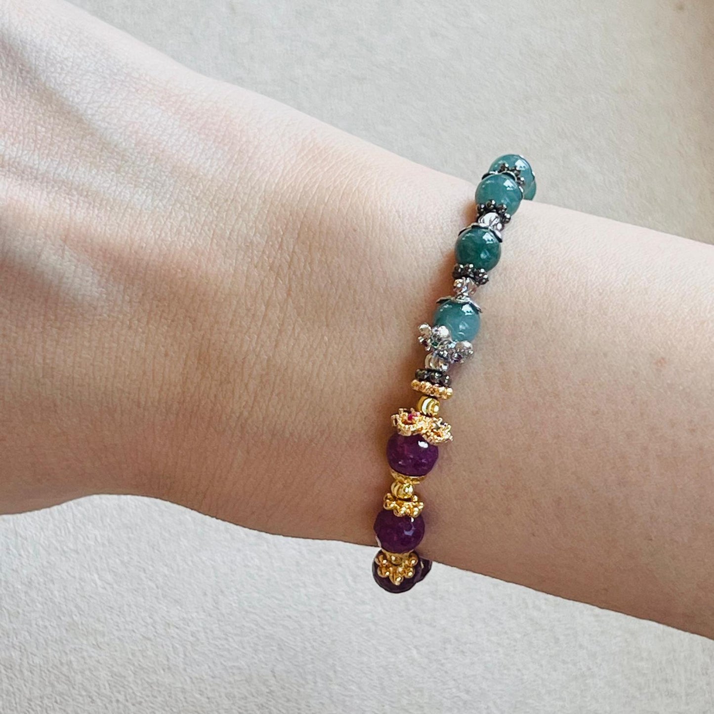 Blue Jade & Ruby Baby Bracelet