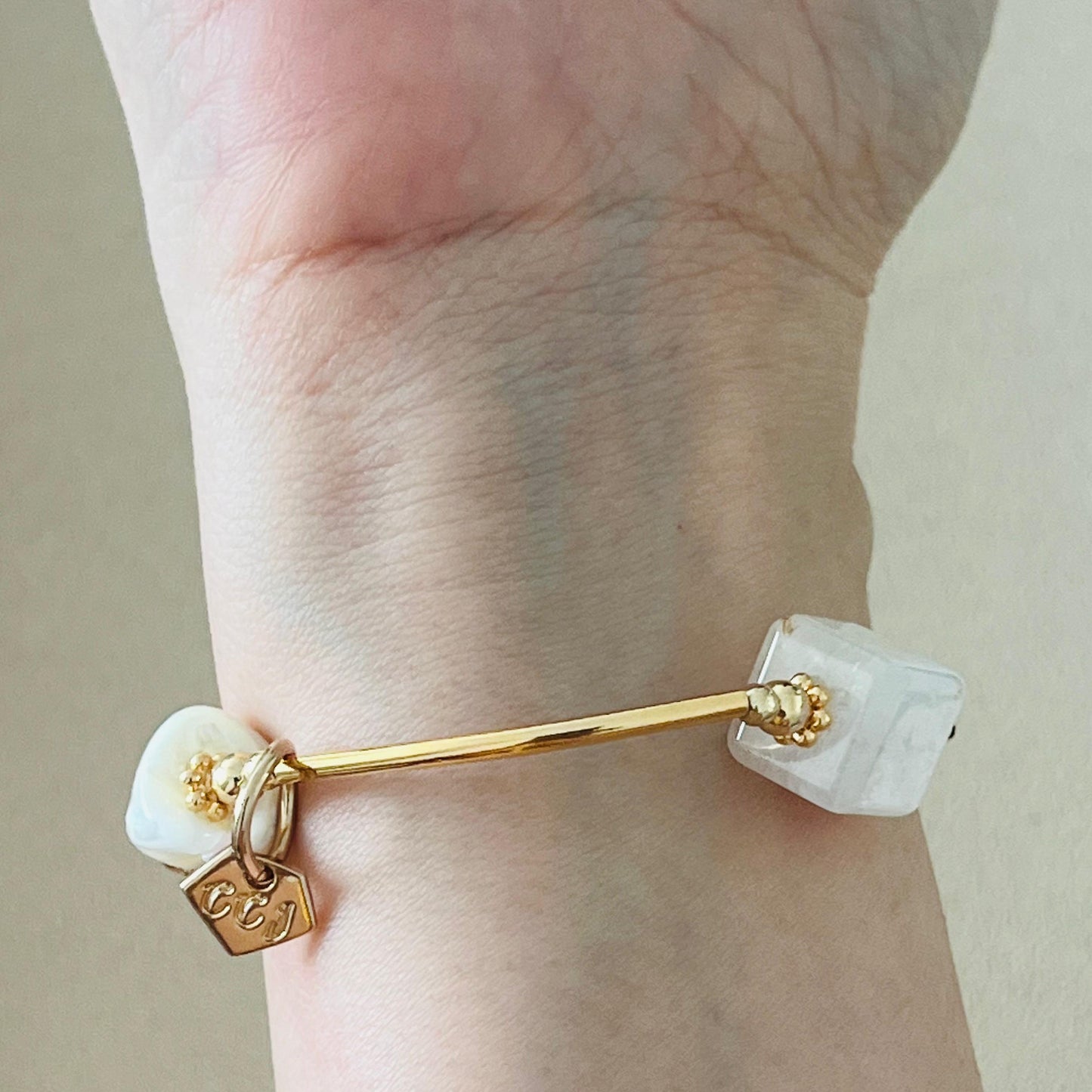 Mother Of Pearl, Selenite & White Kunzite Juicy La Grace Bracelet