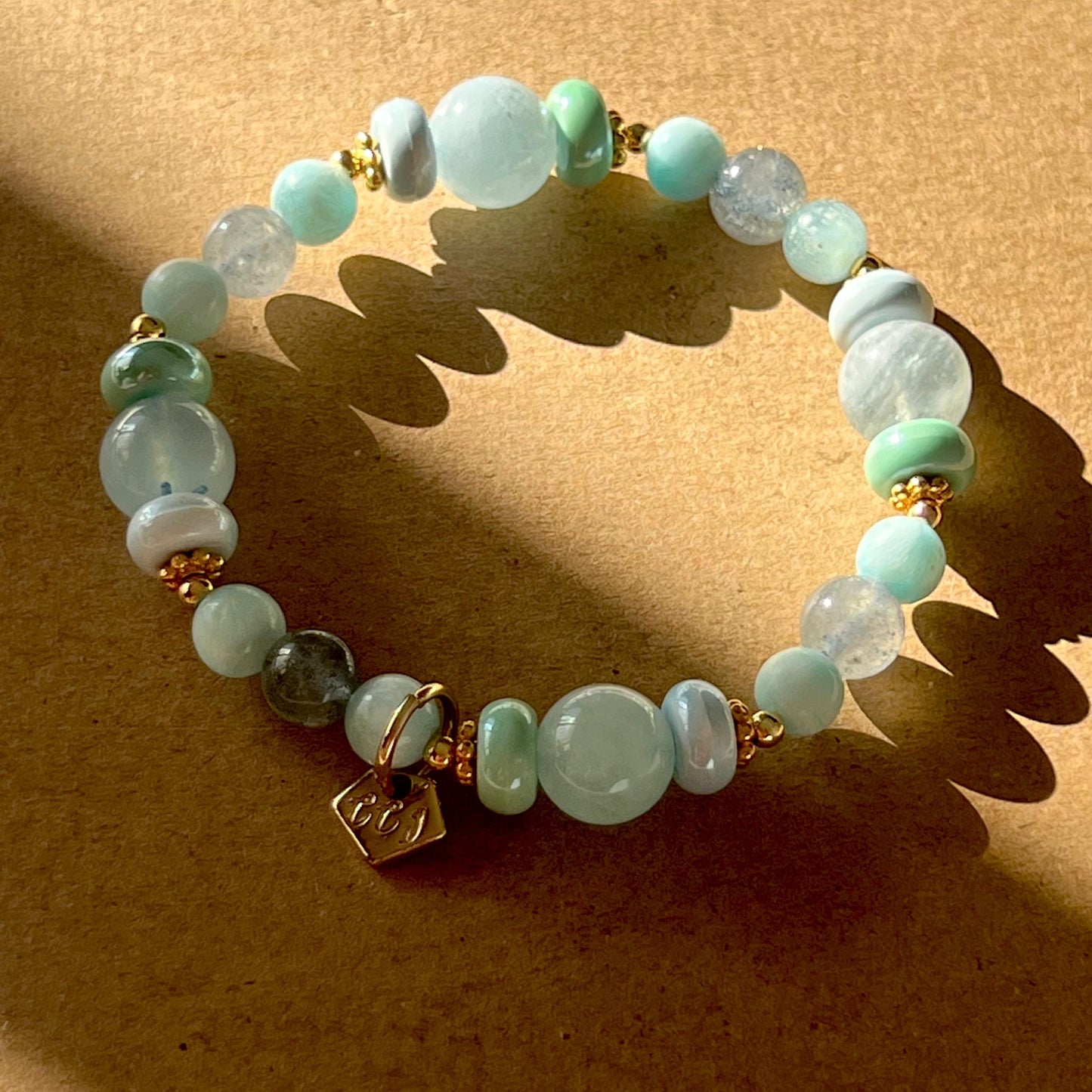 Blue Beryl, Blue Strawberry Quartz & Hemimorphite Candy Bracelet