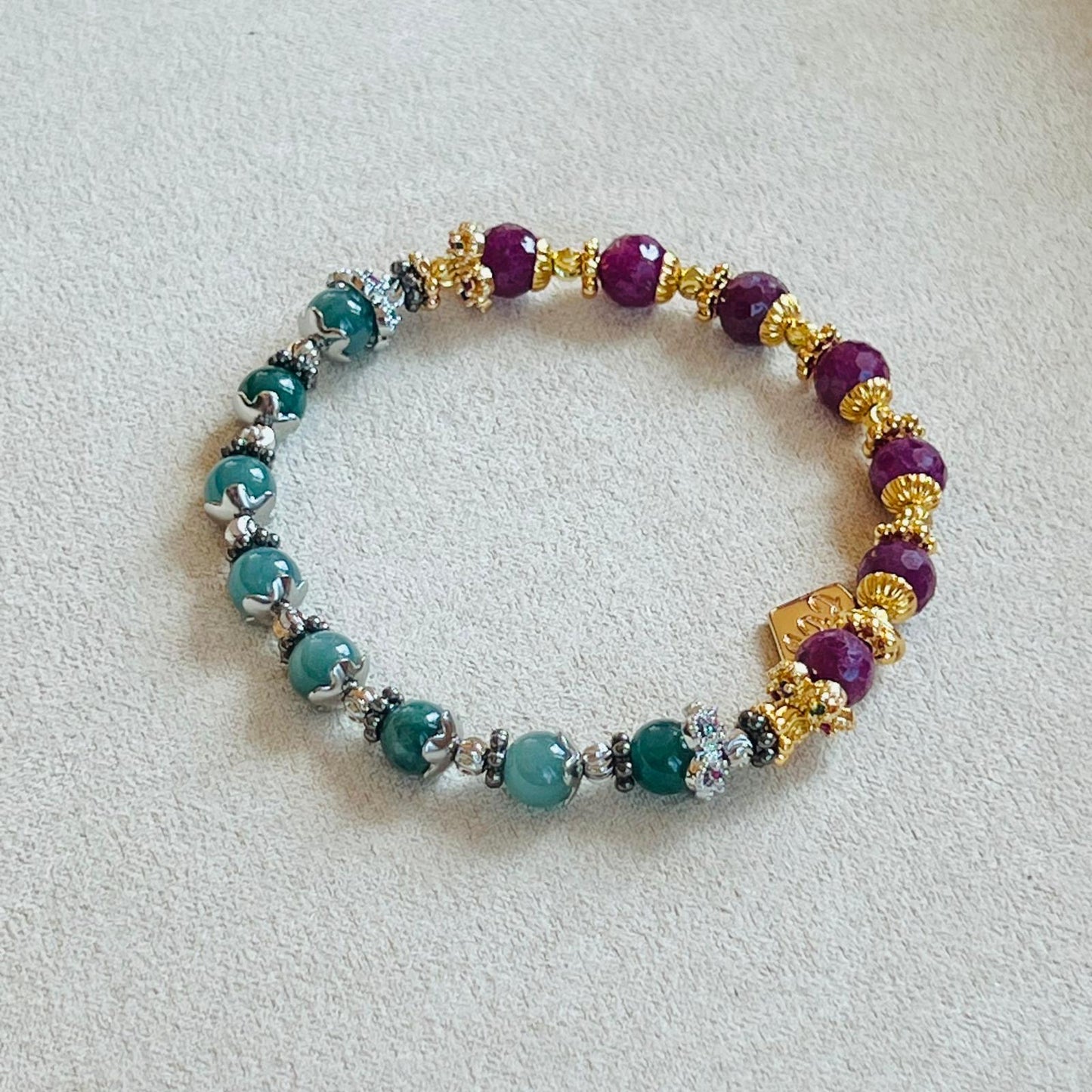 Blue Jade & Ruby Baby Bracelet