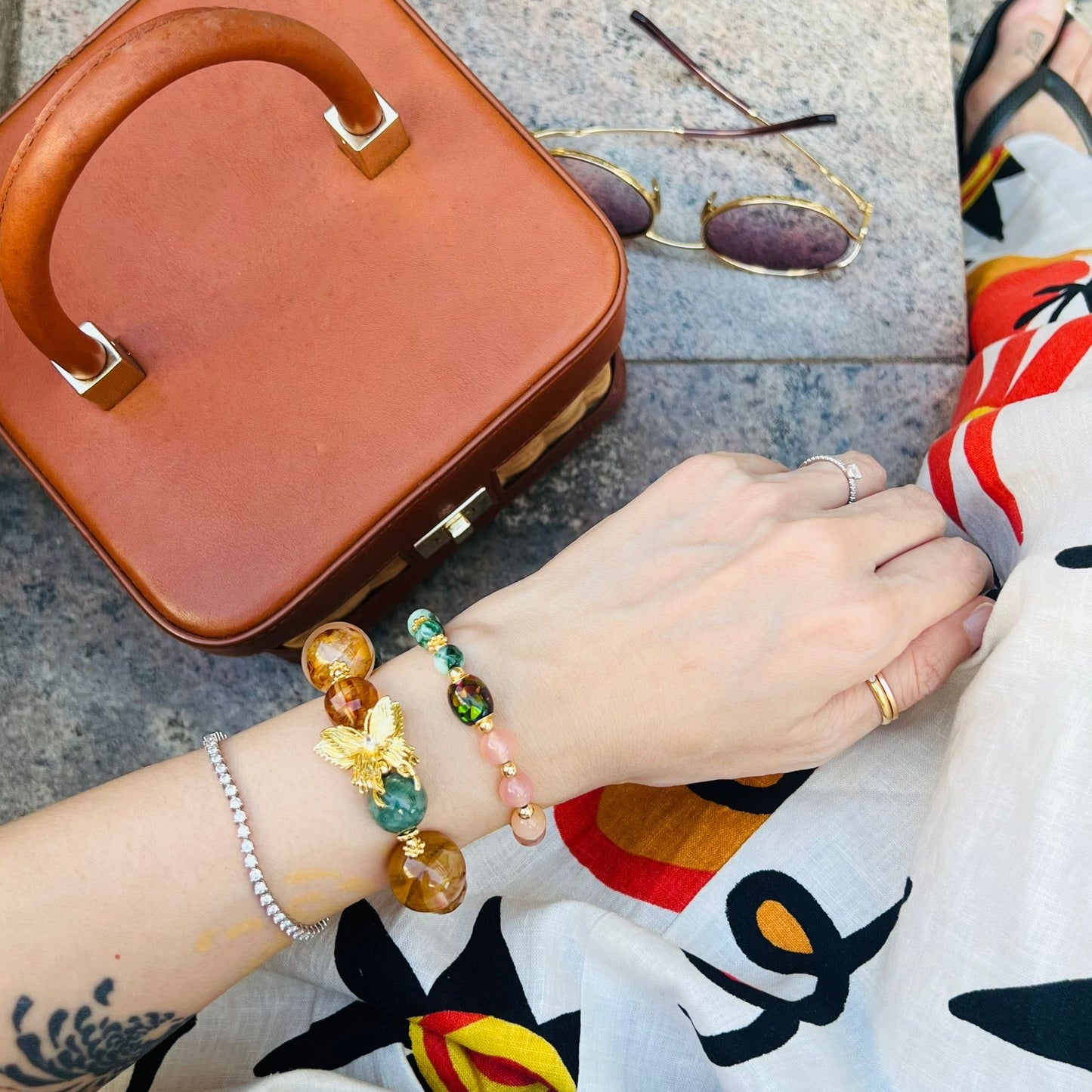 Ammonite, Yan Yuan Agate & Jade Baby Bracelet