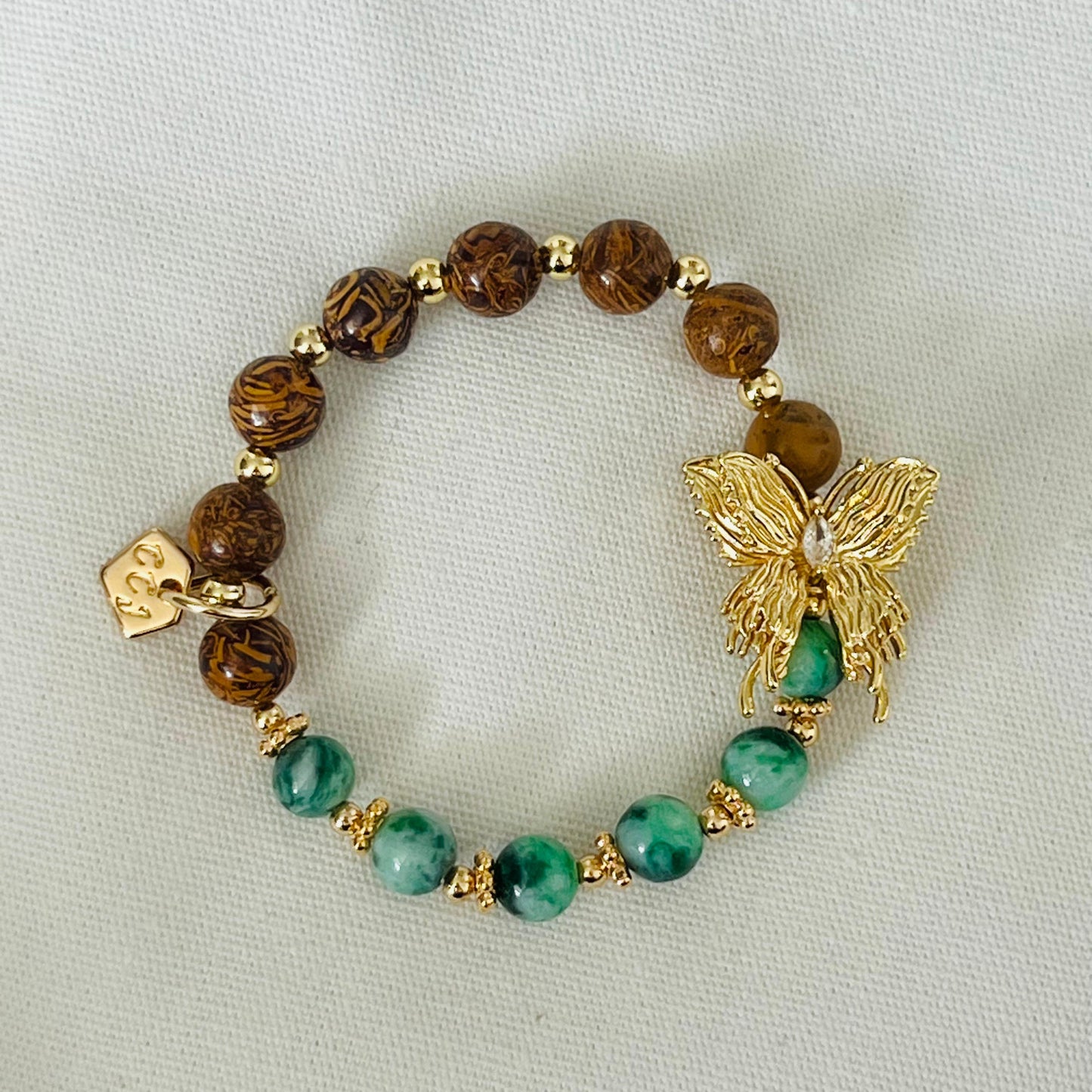 Jade & Elephant Skin Jasper Butterfly Baby Bracelet