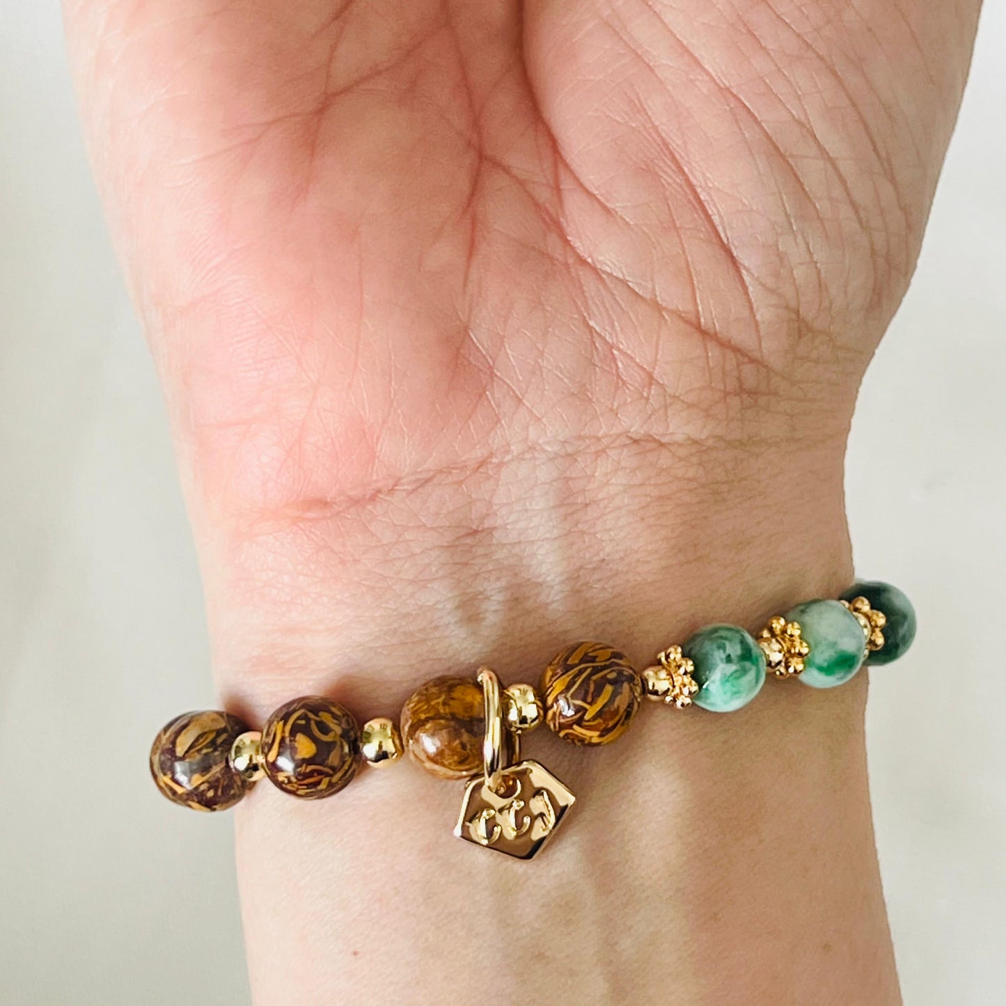 Jade & Elephant Skin Jasper Butterfly Baby Bracelet