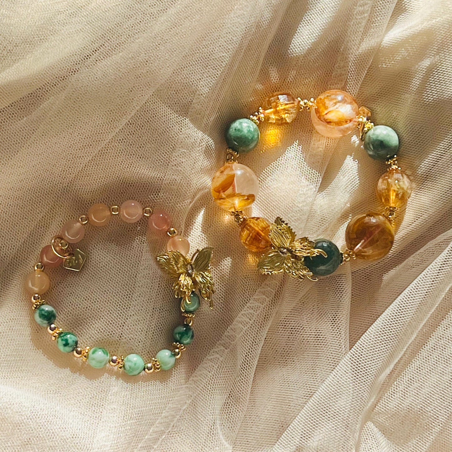 Jade & Yan Yuan Agate Butterfly Baby Bracelet