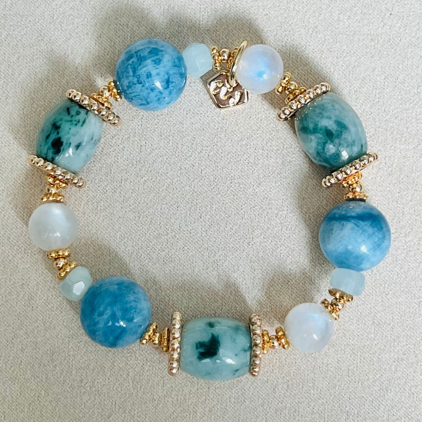 Aquamarine, Jade & Moonstone Bracelet