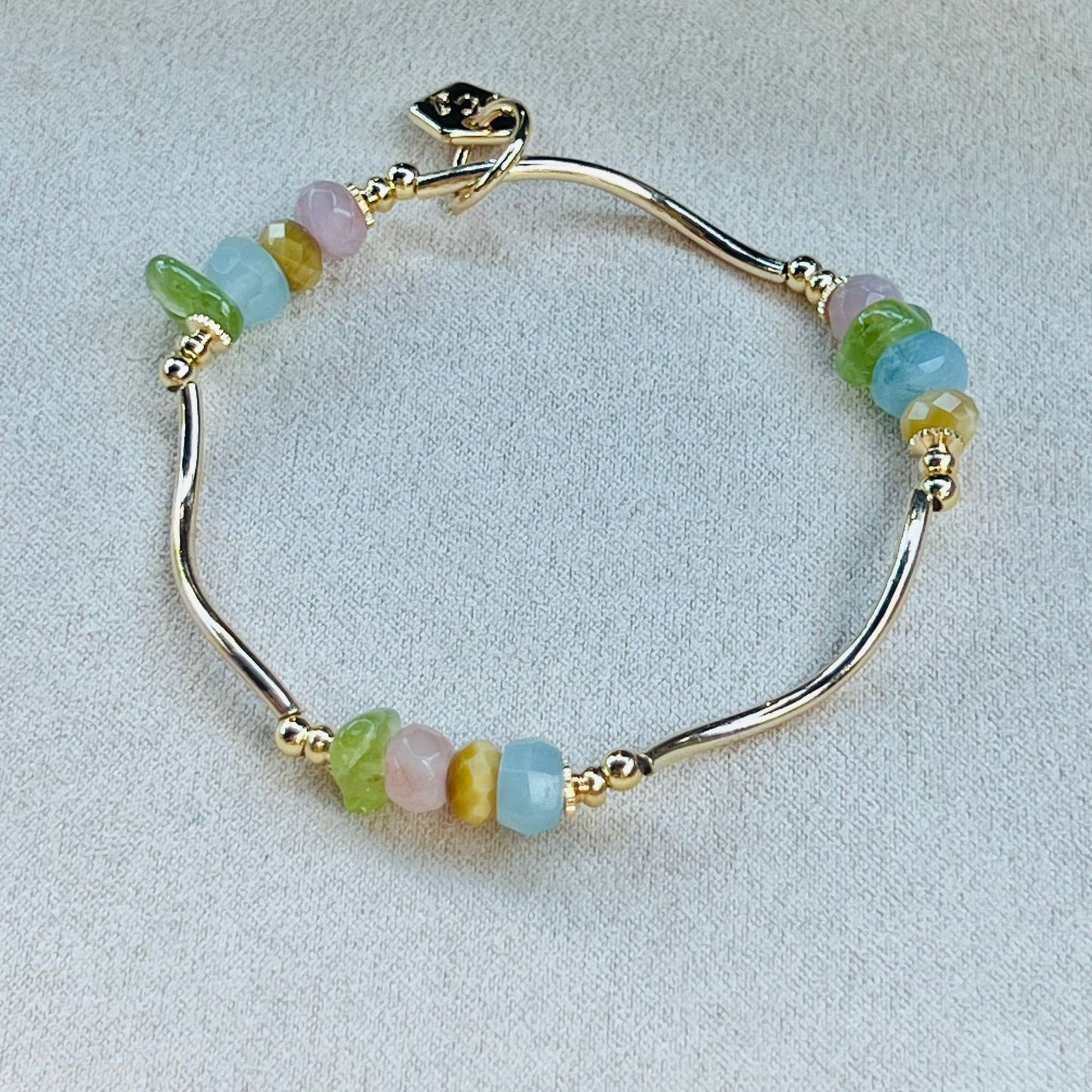 Aquamarine, Honey Tigereye, Rose Quartz & Peridot La Grace Bracelet