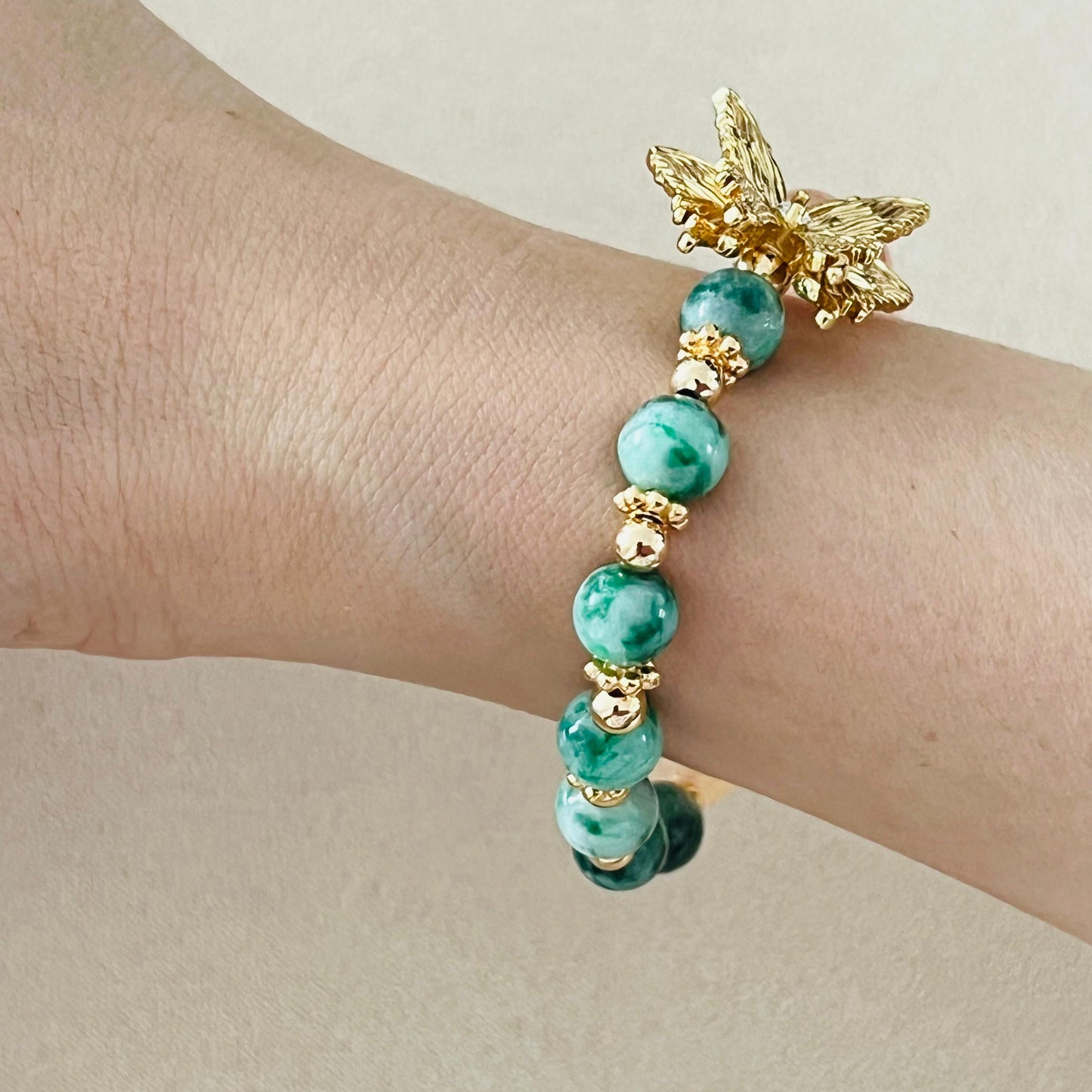 Jade & Yan Yuan Agate Butterfly Baby Bracelet