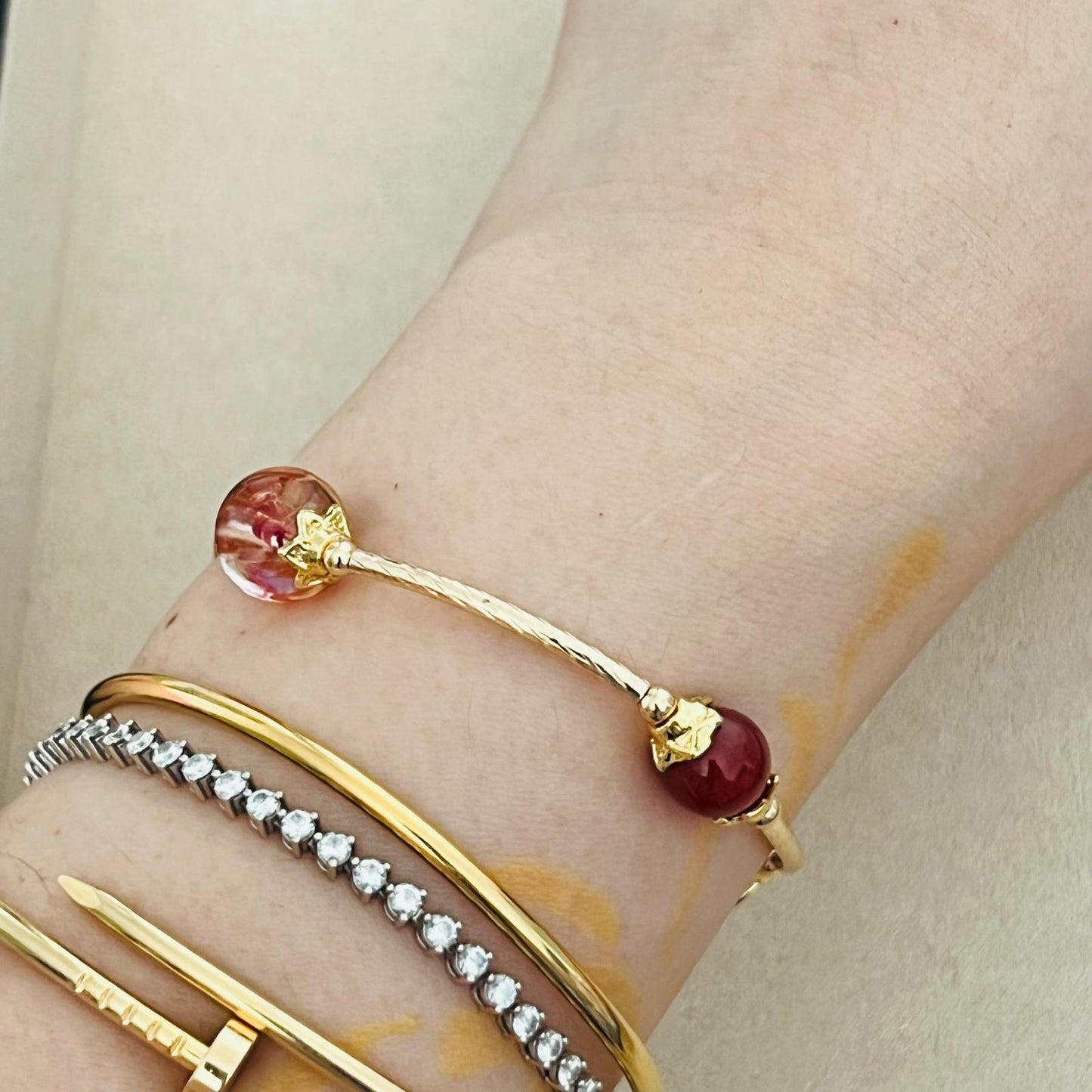 Red Hematoid & Red Agate La Grace Bracelet