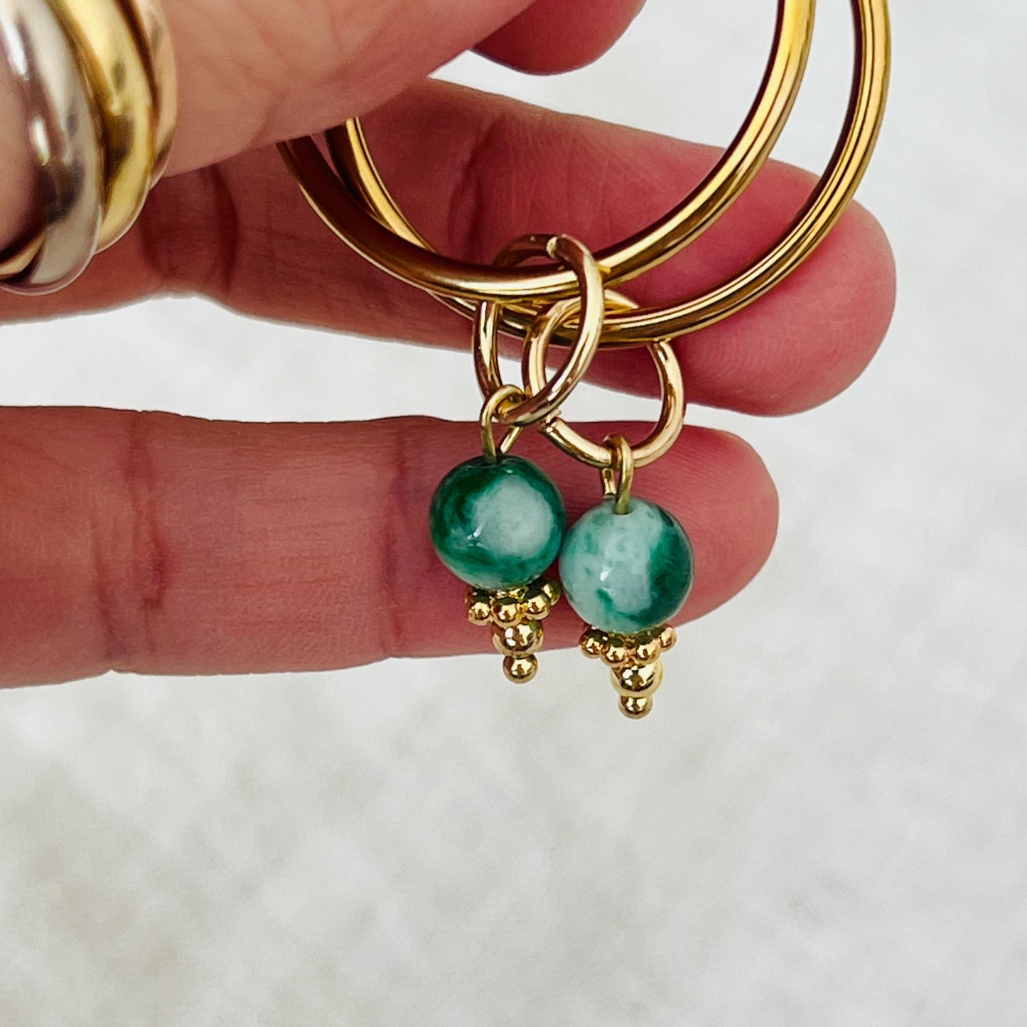 Watercolor Jade Hoop Earrings