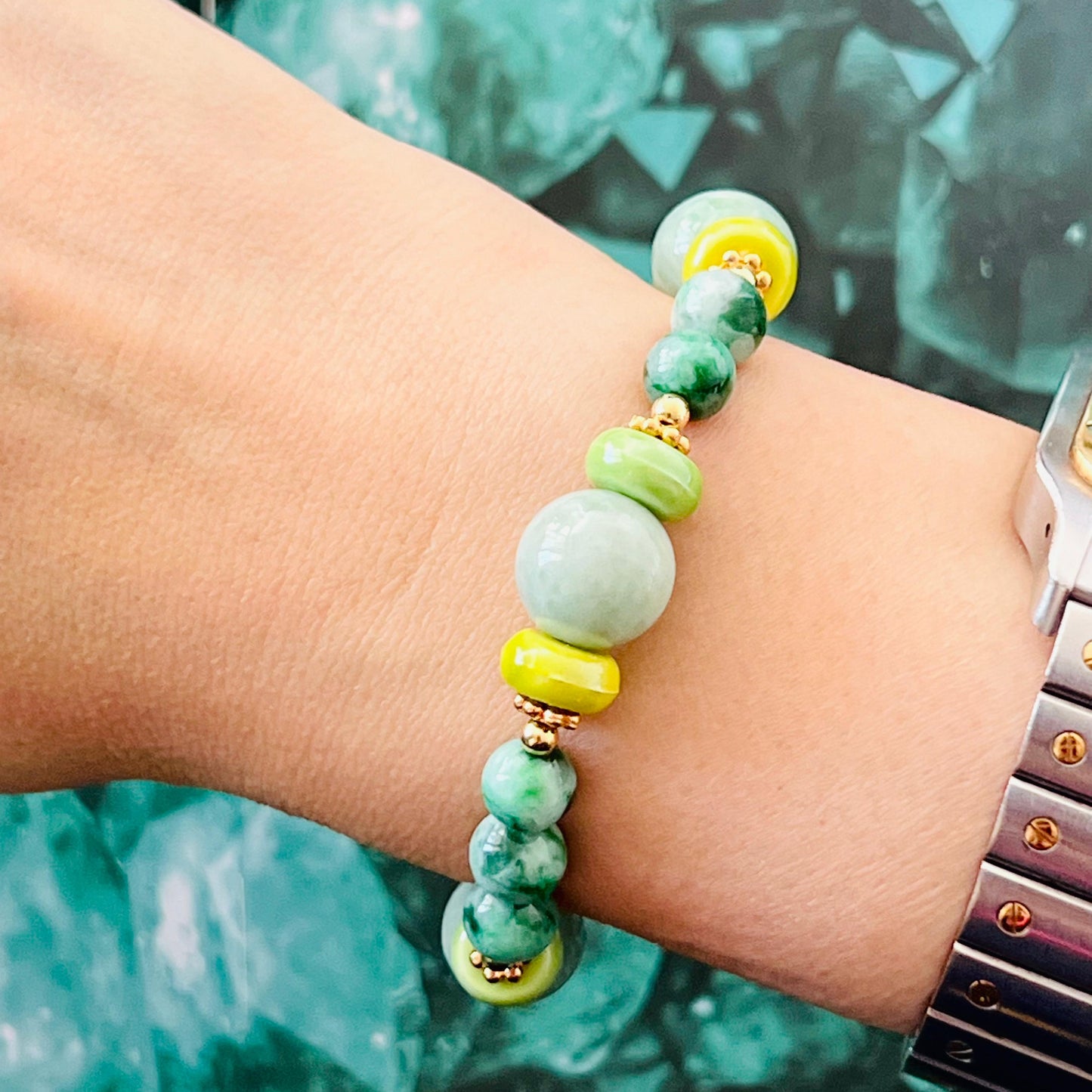 Watercolor Jade Candy Bracelet