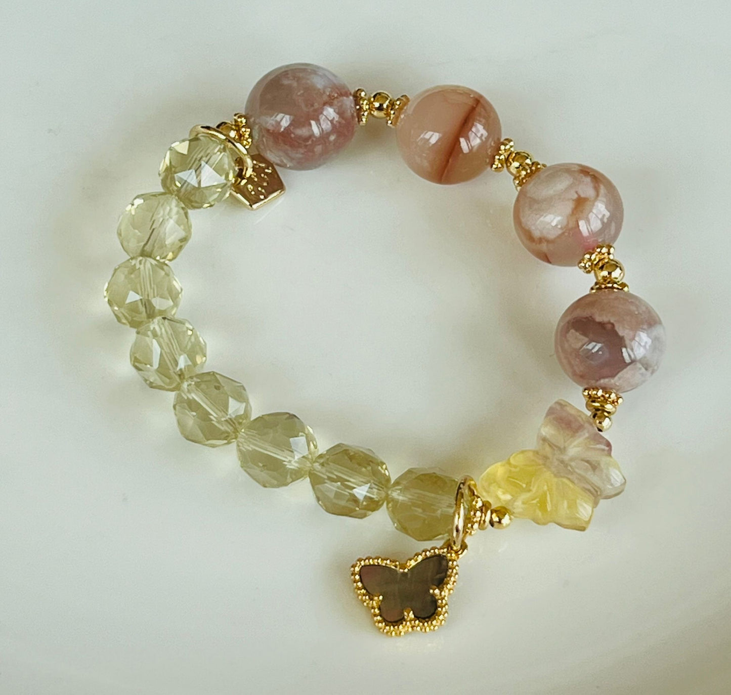 Sakura Agate & Lemon Quartz Bracelet