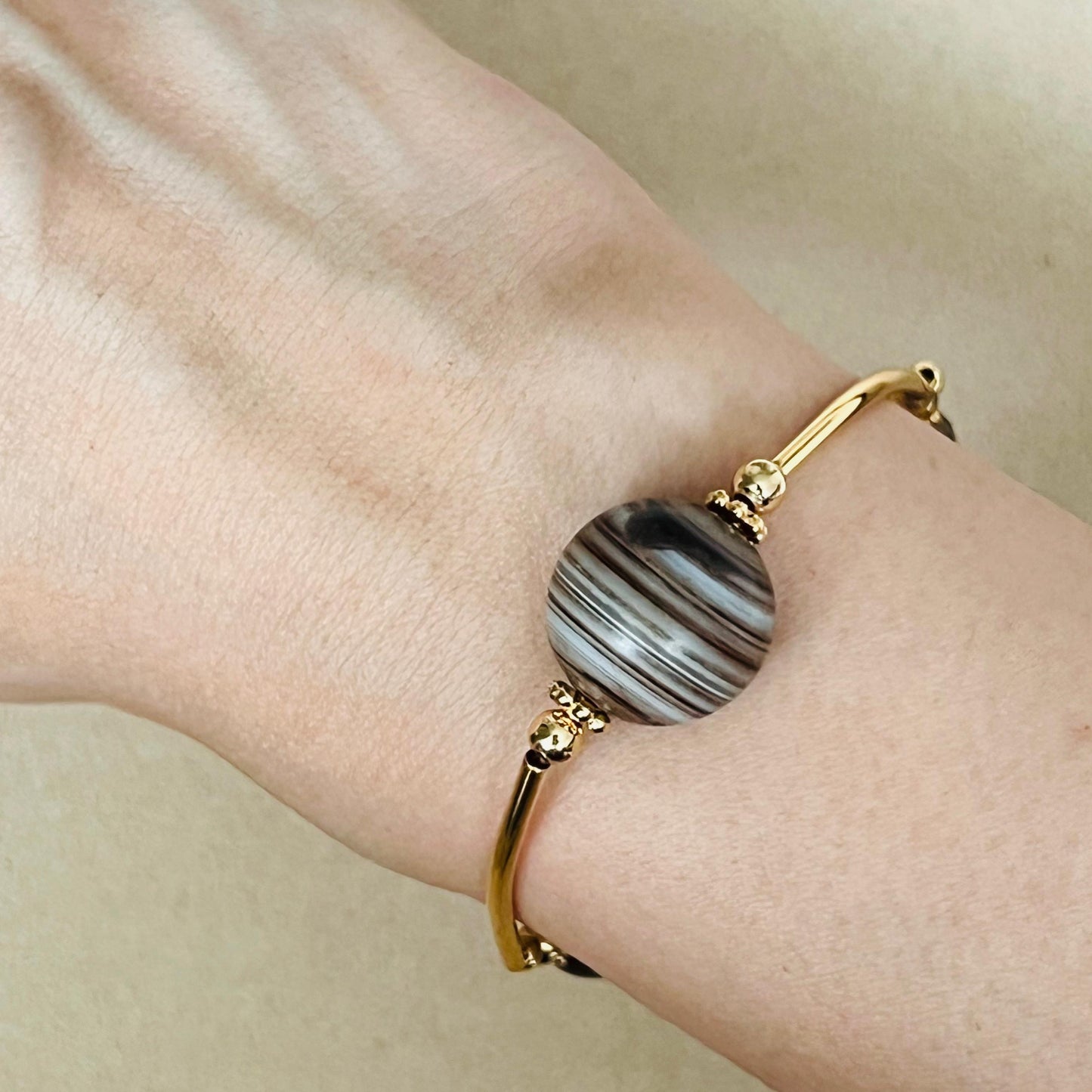 Ironstone Boulder Opal, Tibetan Medicine Agate & Smoky Quartz Juicy La Grace Bracelet