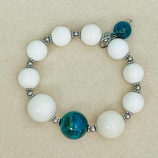 Turquoise & White Tridacna Bracelet SHW