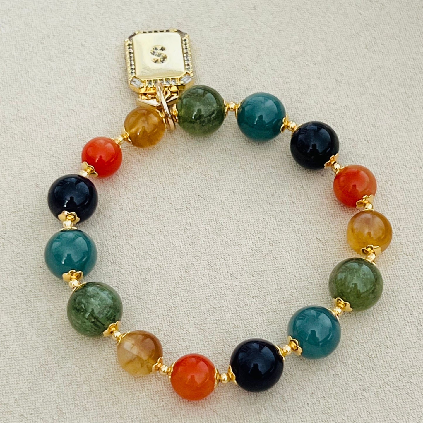 Blue Jade Rainbow Bracelet