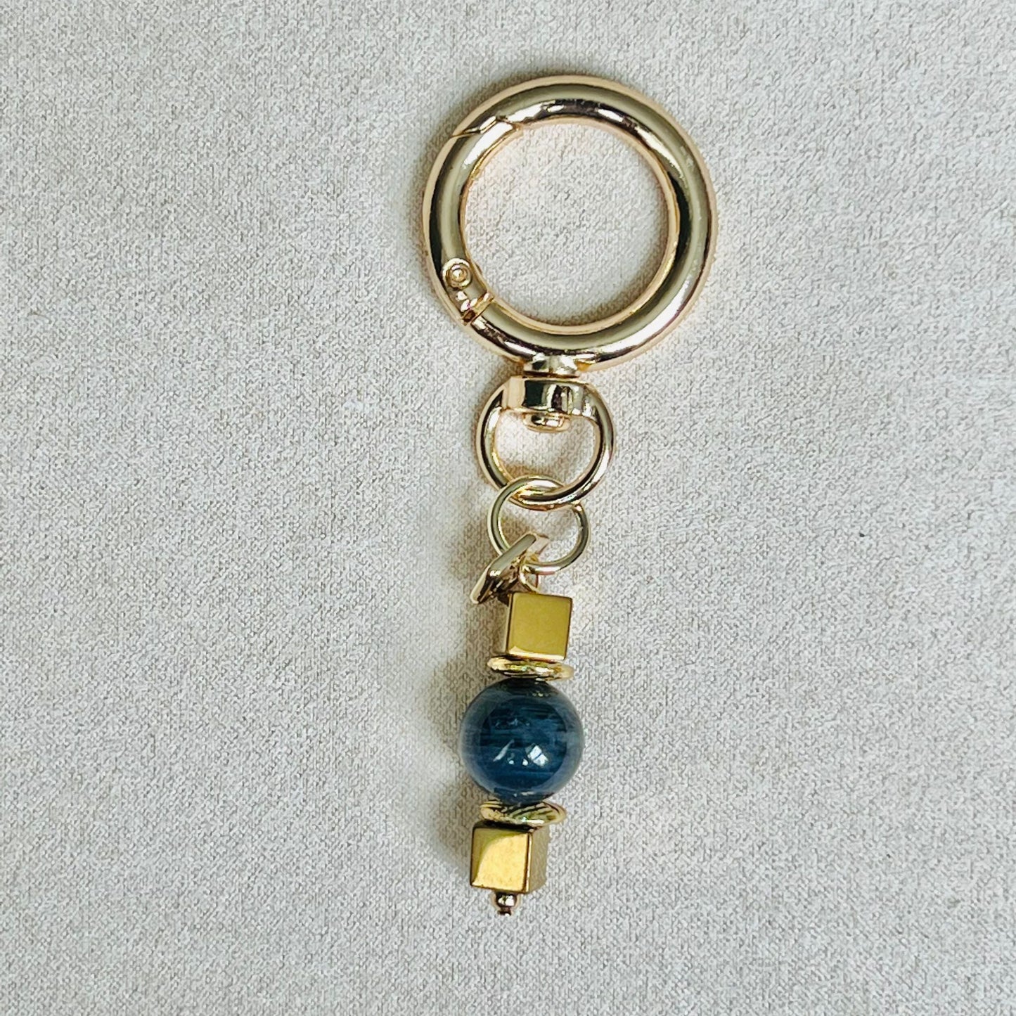 Iolite & Gold Hematite Bag Charm/ Key Ring