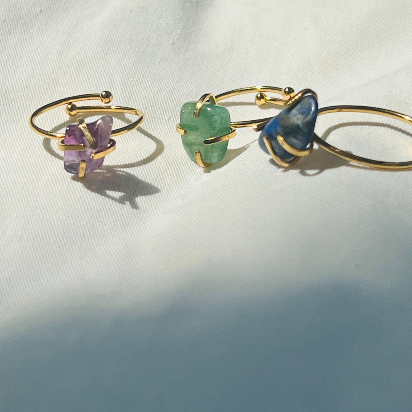 Amethyst, Green Aventurine & Lapis Lazuli Rings