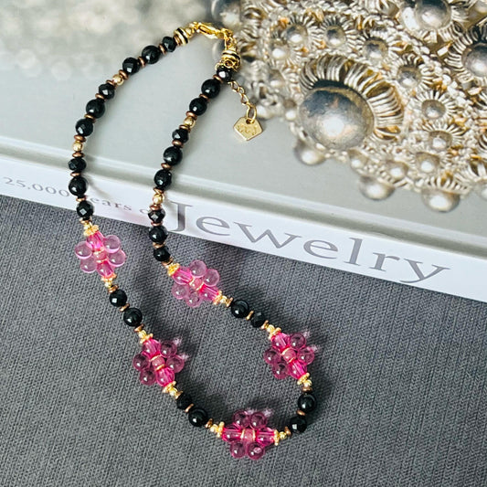 Protection Pink Flower Necklace