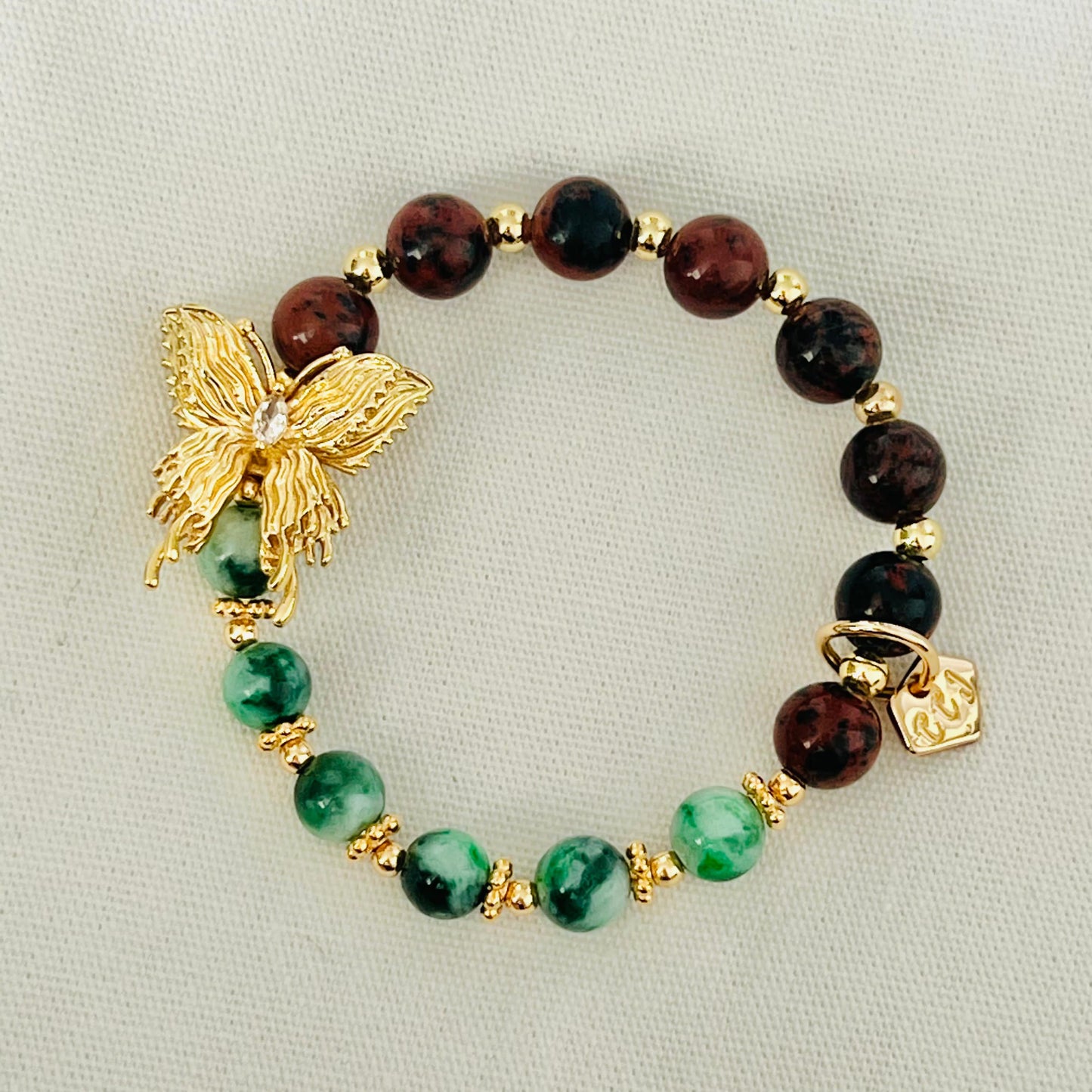 Jade & Mahagony Obsidian Butterfly Baby Bracelet