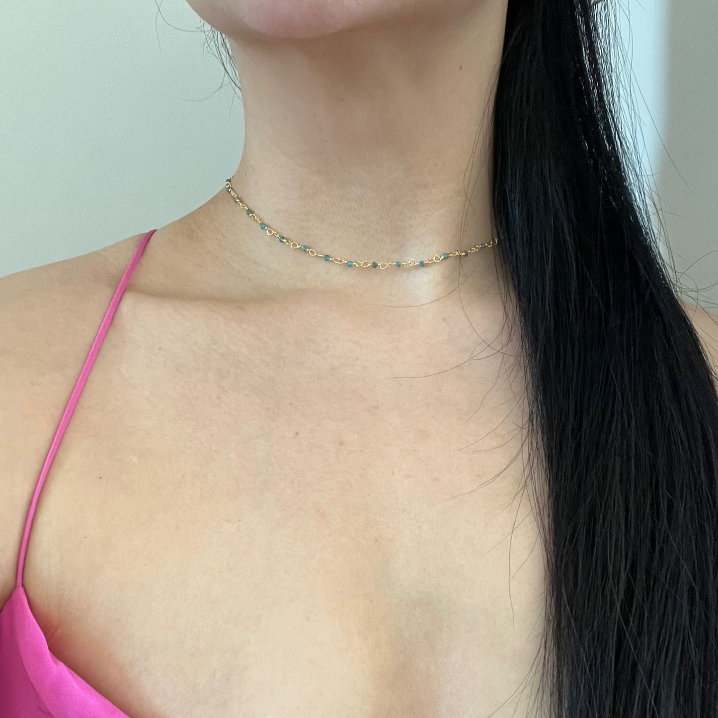 Blue Apatite Choker Necklace