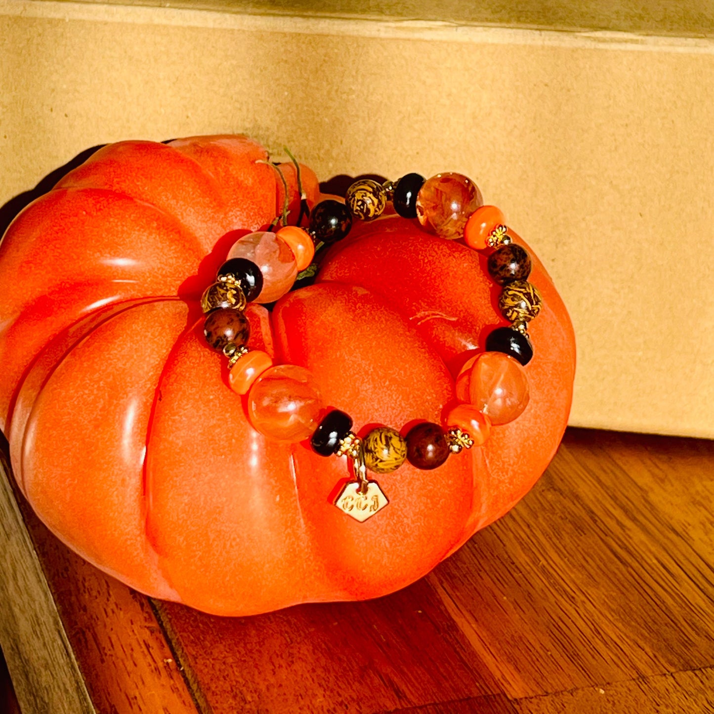 Elephant Skin Jasper, Mahogany Obsidian & Red Hematoid Candy Bracelet