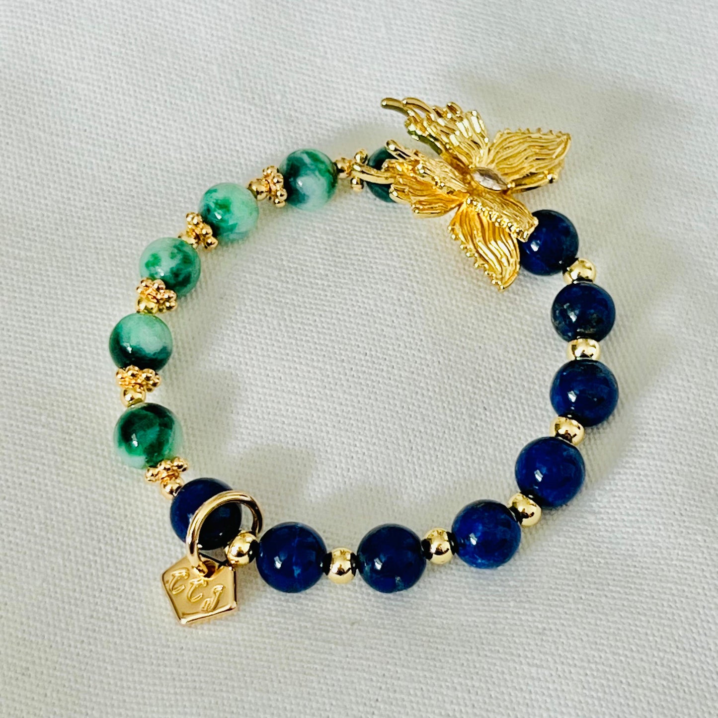 Jade & Lapis Lazuli Butterfly Baby Bracelet