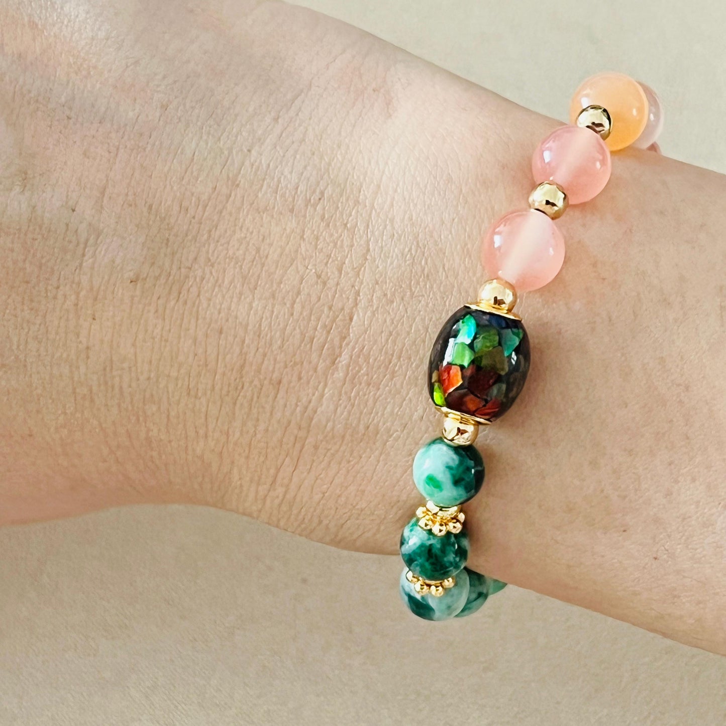Ammonite, Yan Yuan Agate & Jade Baby Bracelet