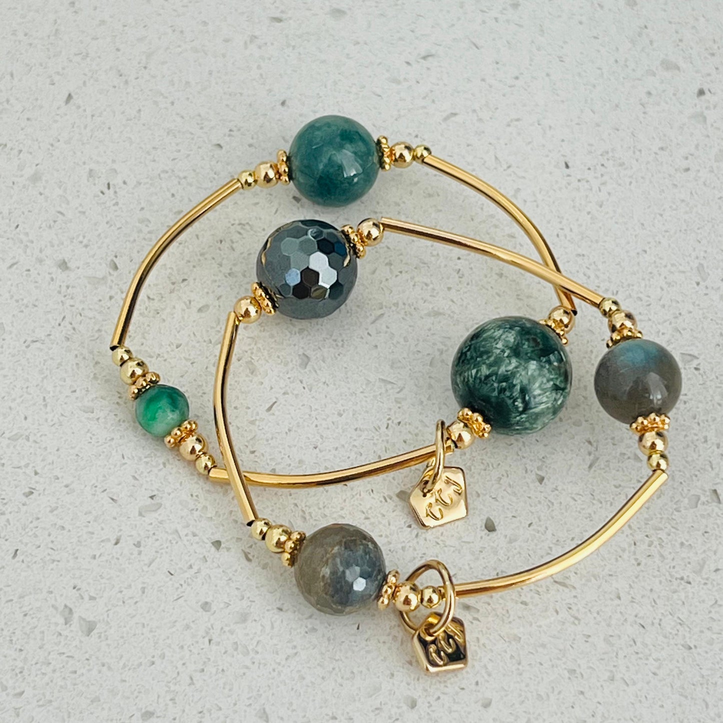 Hematite, Labradorite & Yellow Grey Sapphire Juicy La Grace Bracelet
