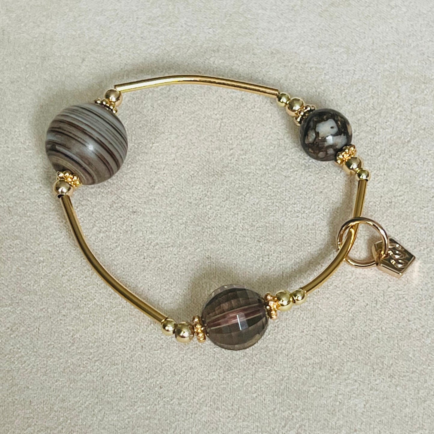 Ironstone Boulder Opal, Tibetan Medicine Agate & Smoky Quartz Juicy La Grace Bracelet