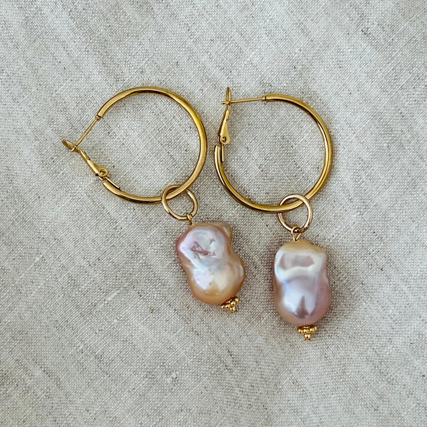 Baroque Pearl Hoop Earrings