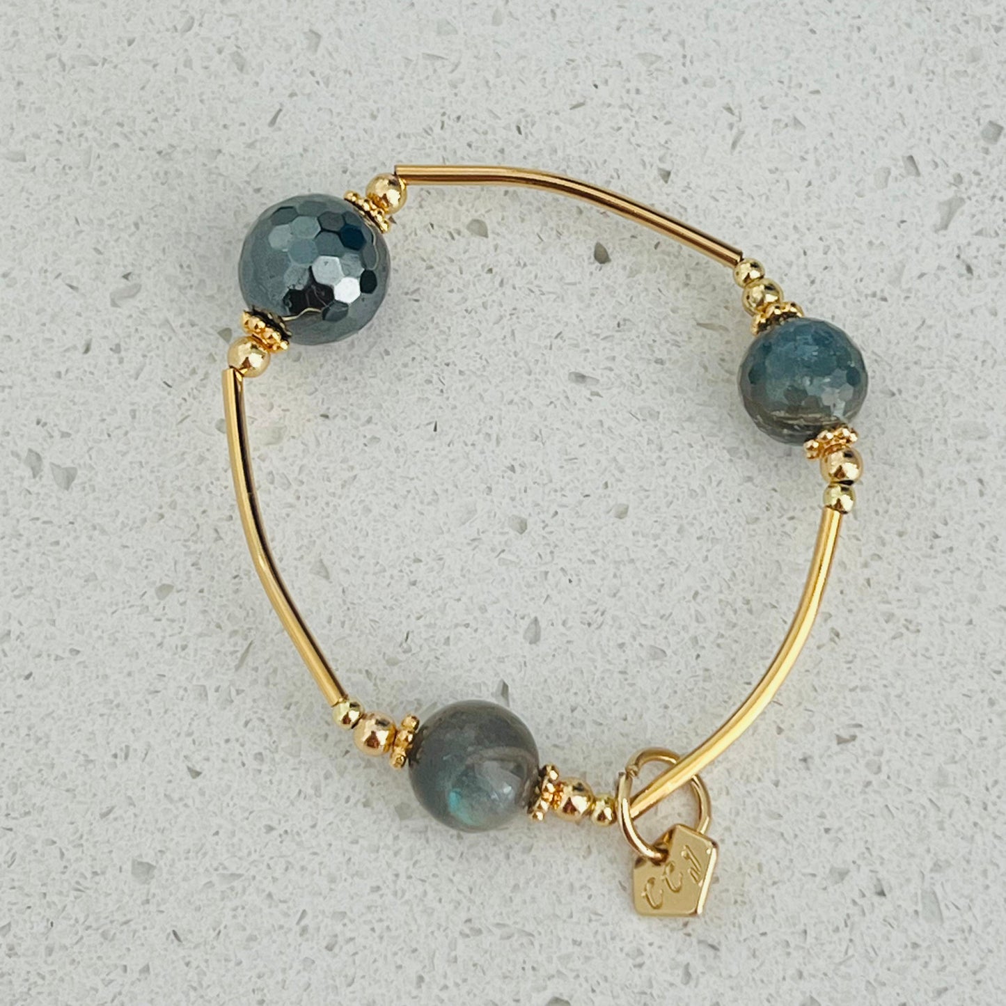 Hematite, Labradorite & Yellow Grey Sapphire Juicy La Grace Bracelet