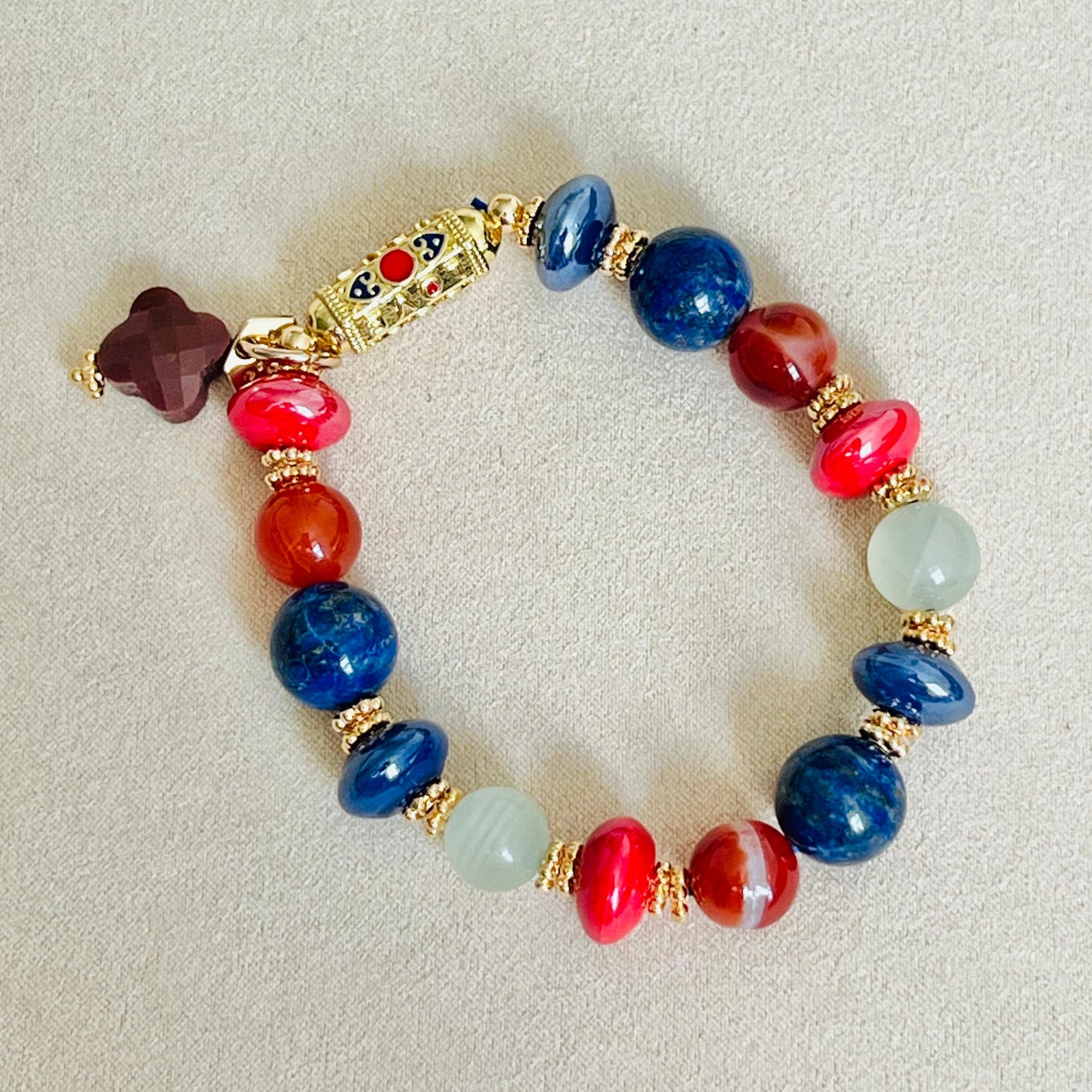 Calcite, Carnelian & Lapis Lazuli Love❤️ Bracelet